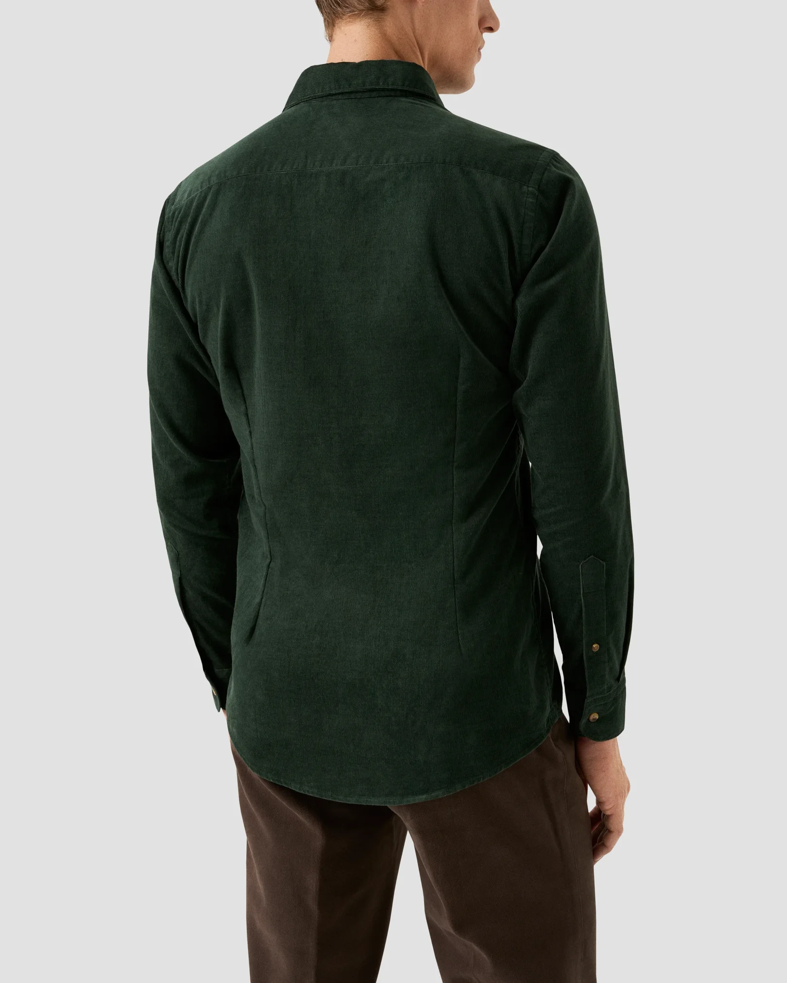 Eton - dark green corduroy widespread shirt