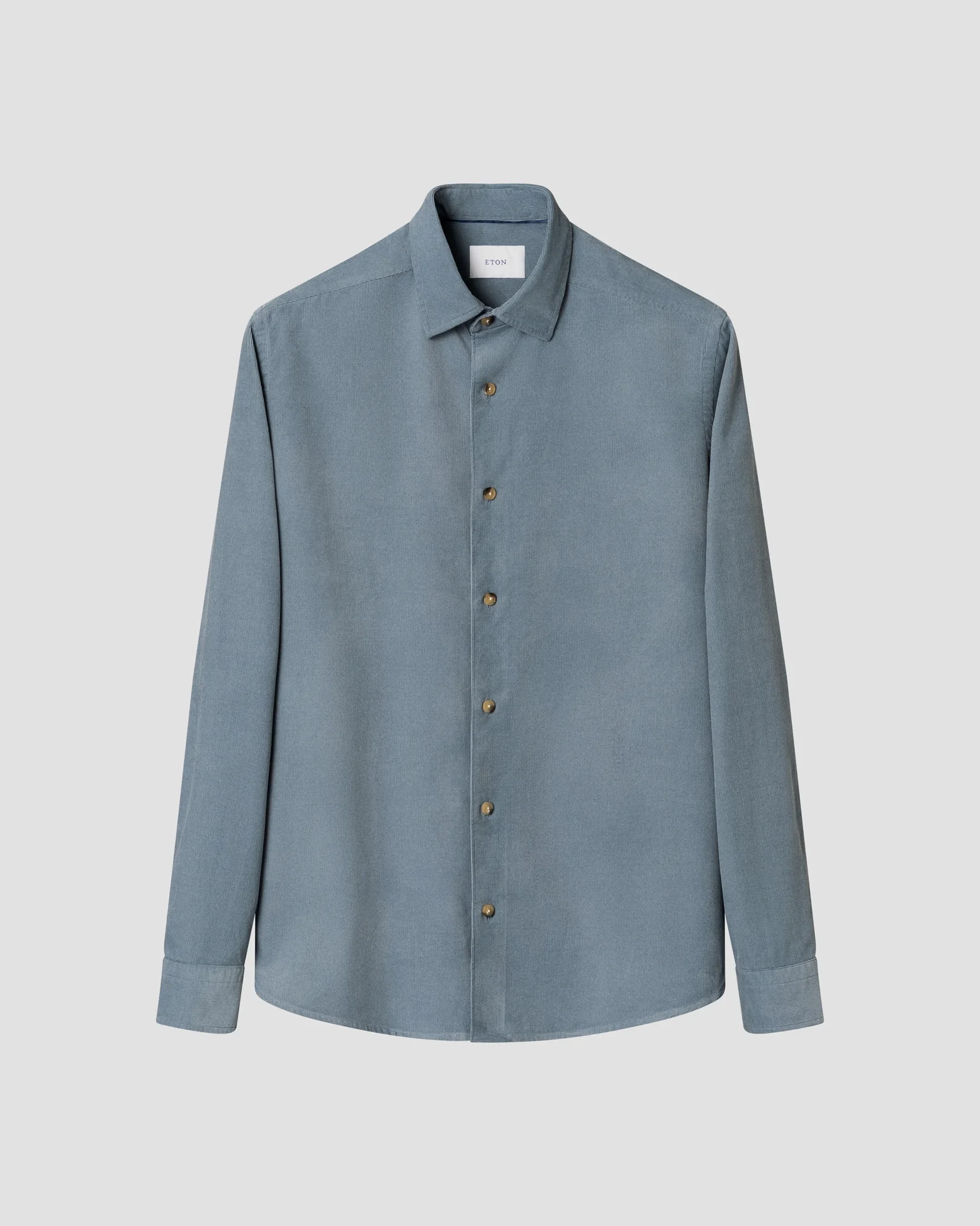 Eton - mid blue solid corduroy shirt