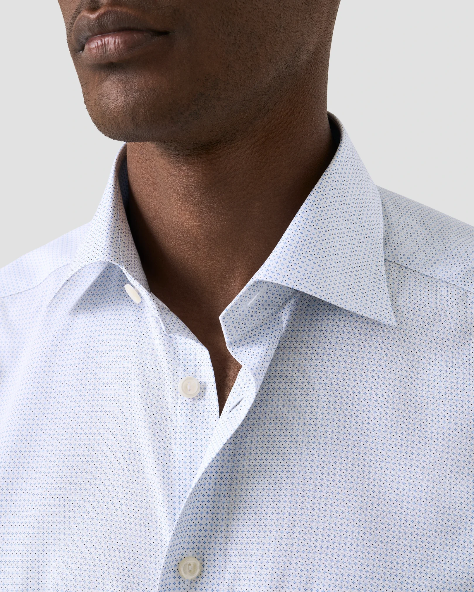 Eton - Light Blue Micro Print Poplin Shirt