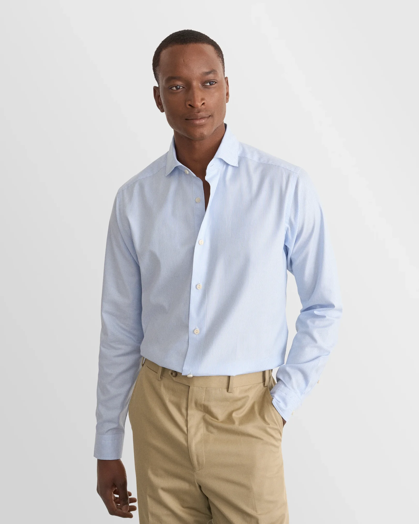 Eton - light blue striped oxford shirt