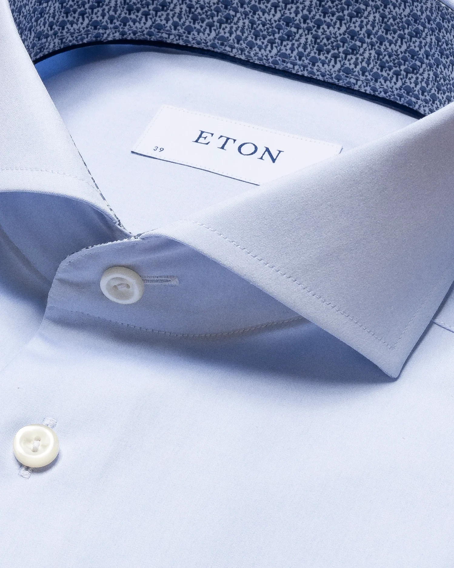 Eton - light blue poplin shirt mushroom print details
