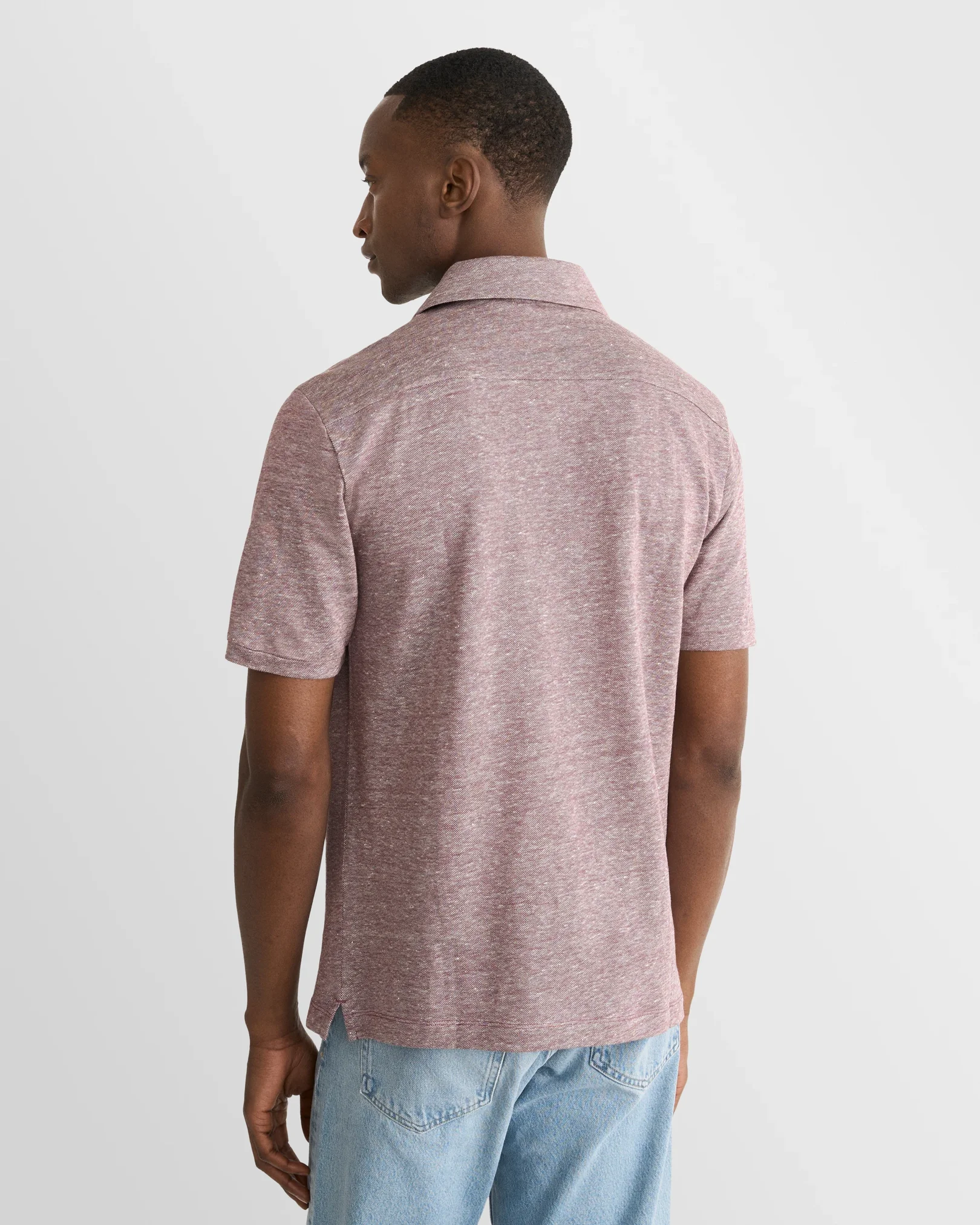 Eton - dark purple cotton linen polo shirt