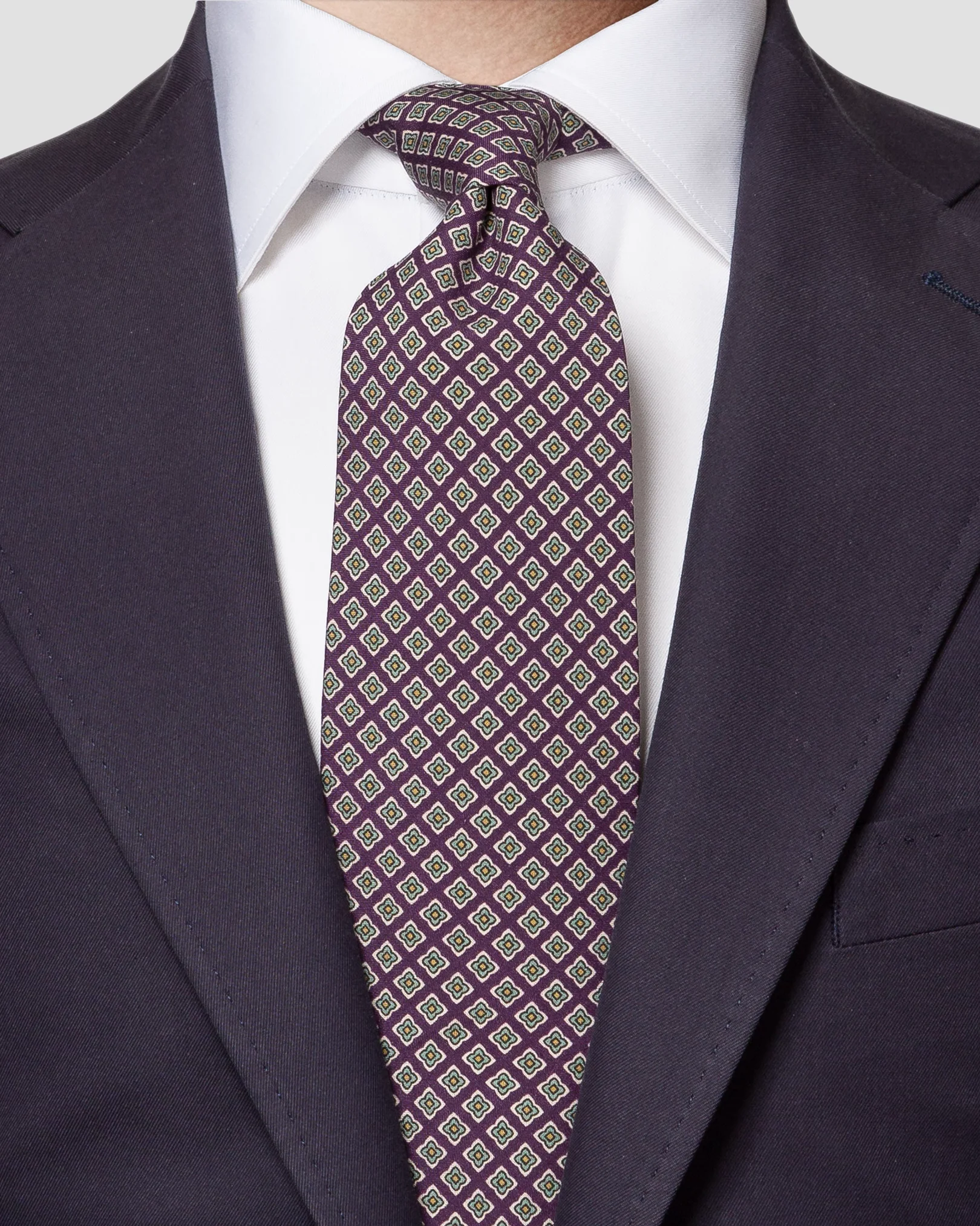 Eton - purple geometric silk tie micro print