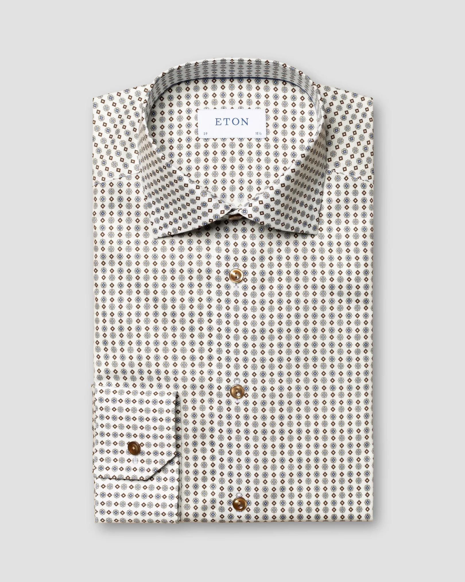 Eton - light grey signature twill geometric pattern