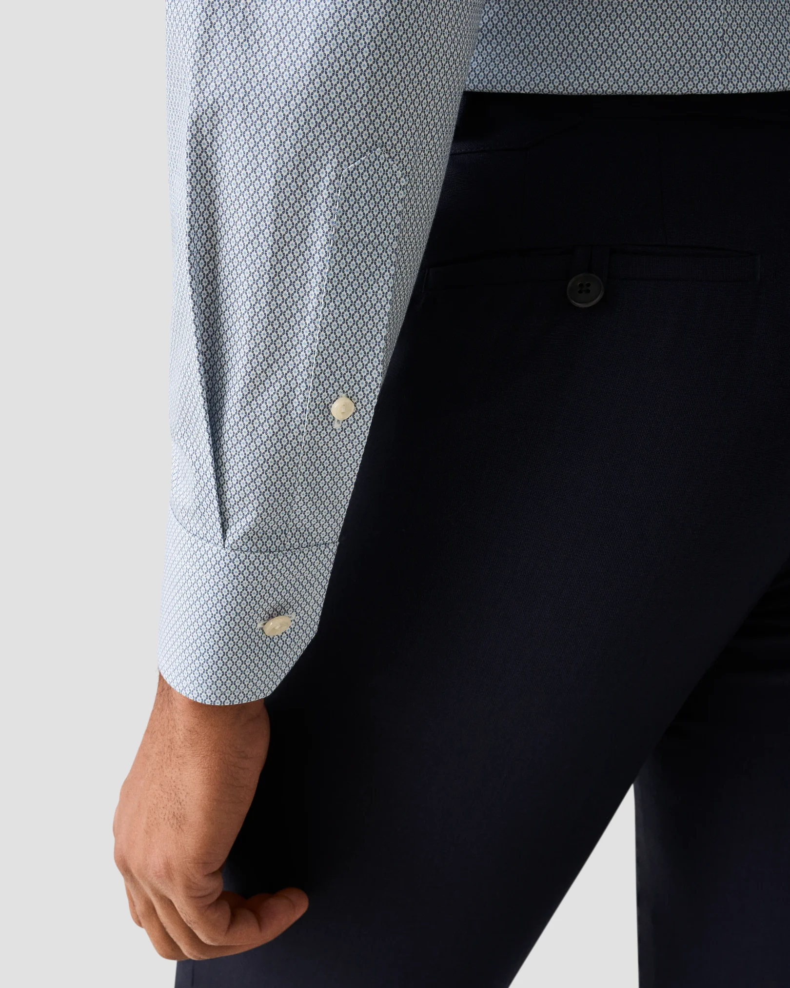 Eton - light blue micro print signature twill shirt