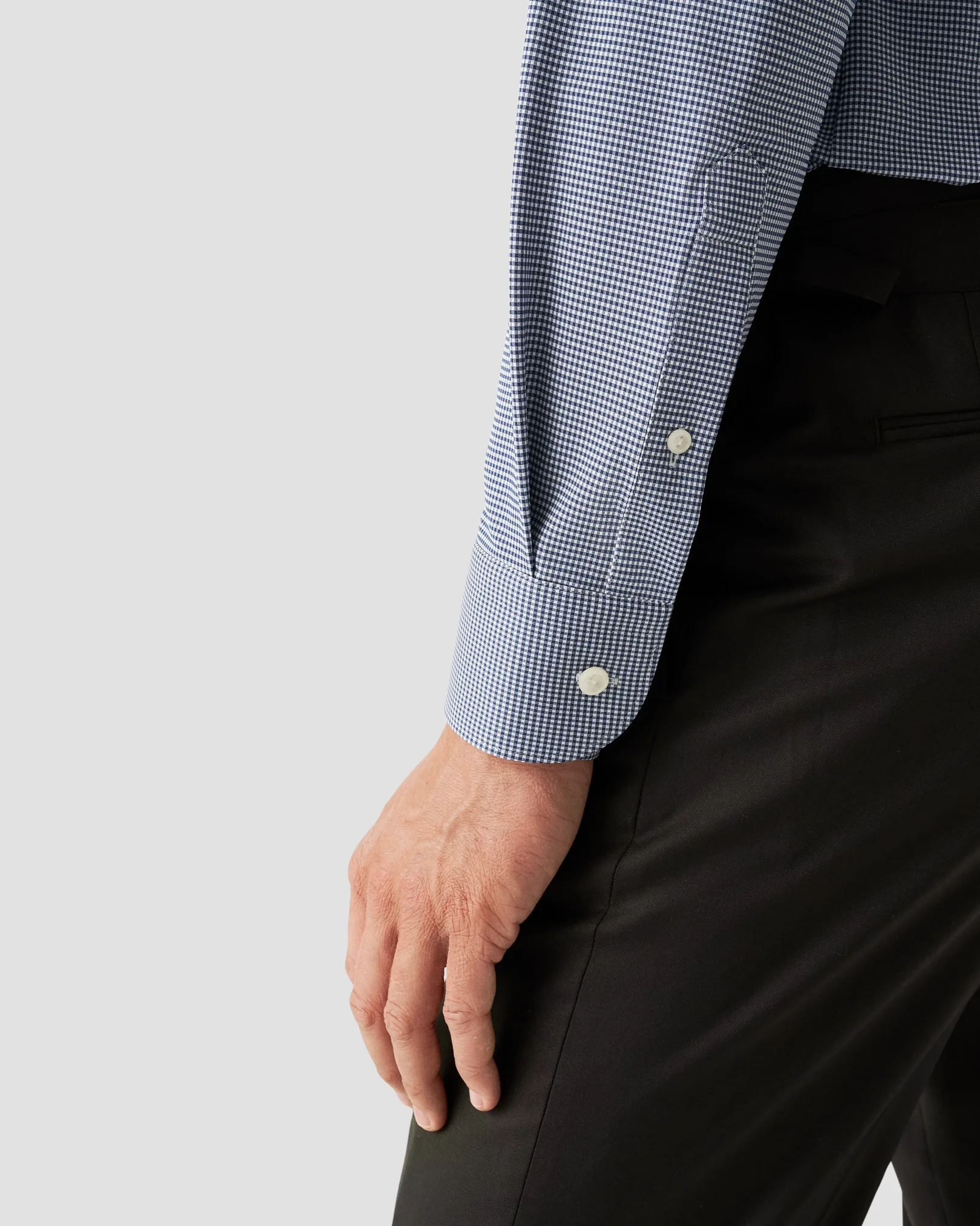 Eton - Dark blue Micro Check Four-Way Strech Shirt