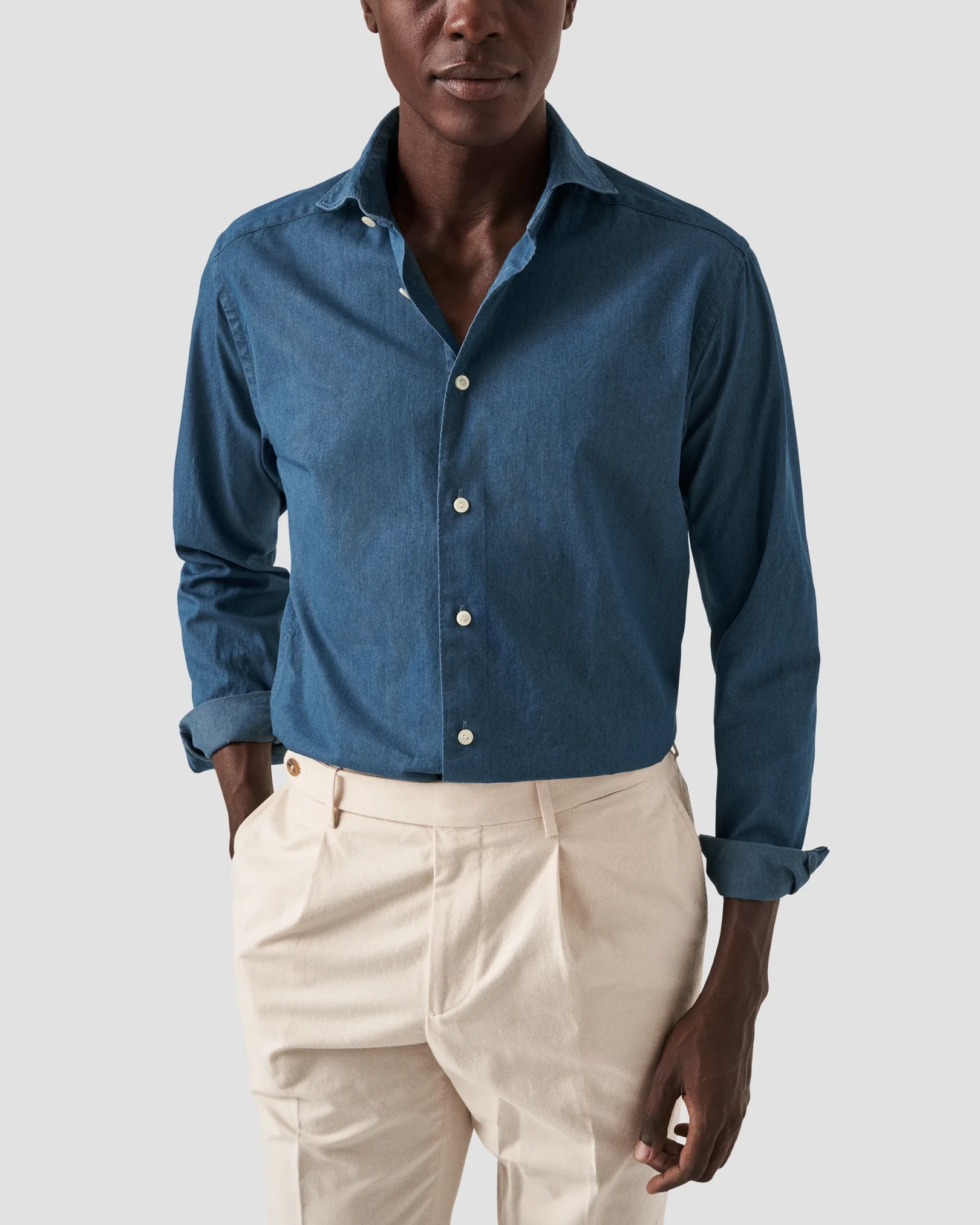 Eton - Chemise bleu moyen en denim