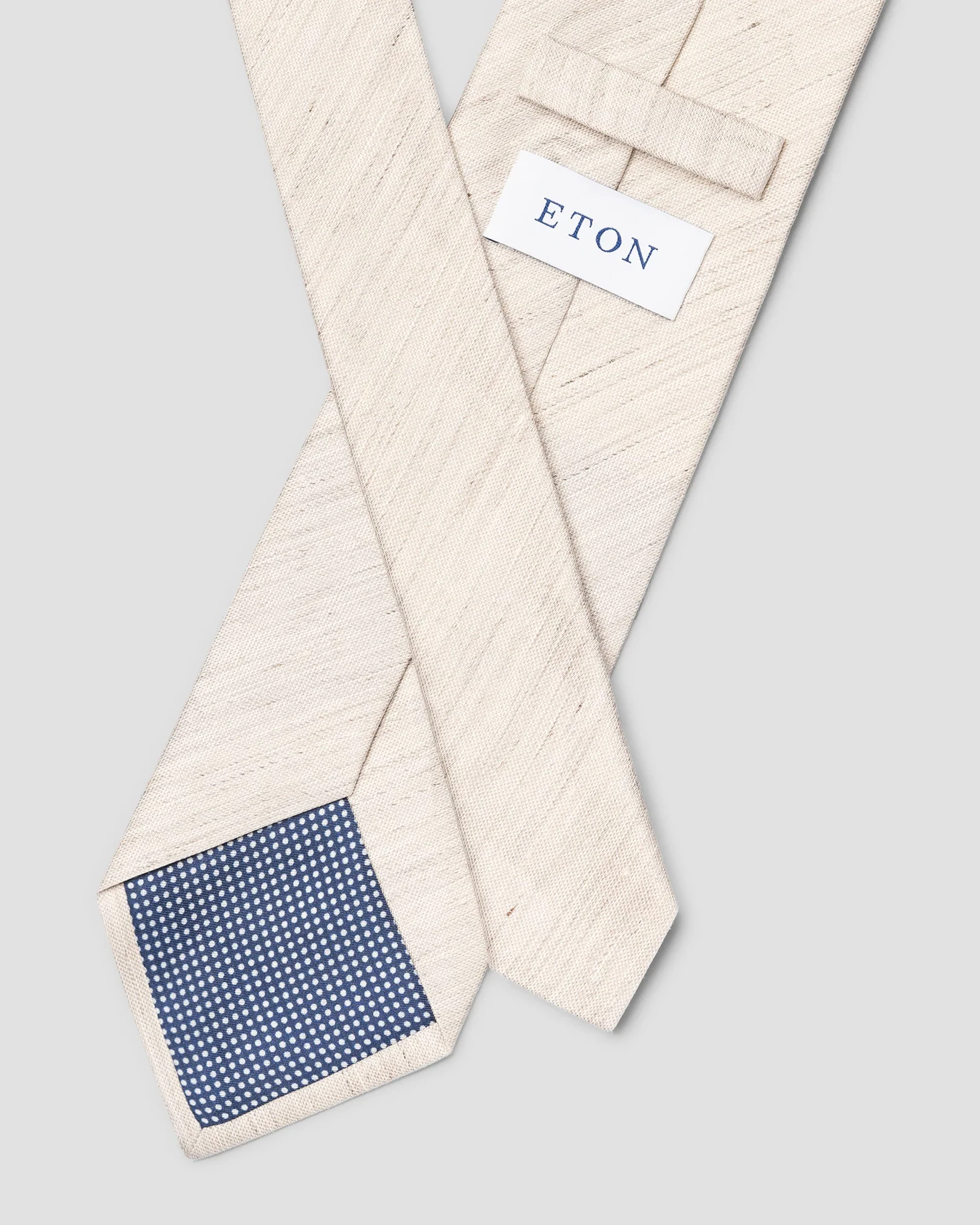 Eton - beige solid silk linen tie