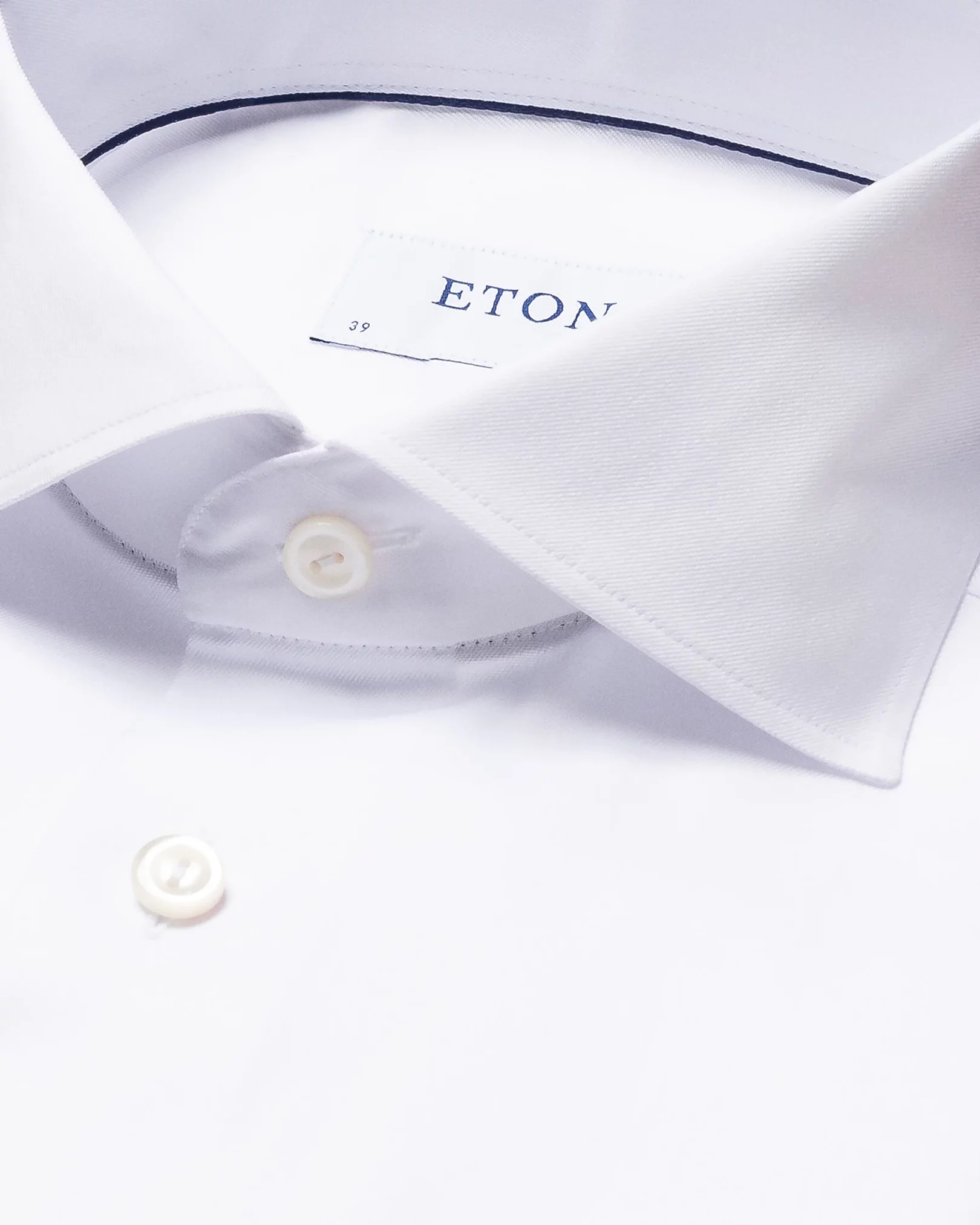 White Signature Twill Shirt - Wide Spread Collar