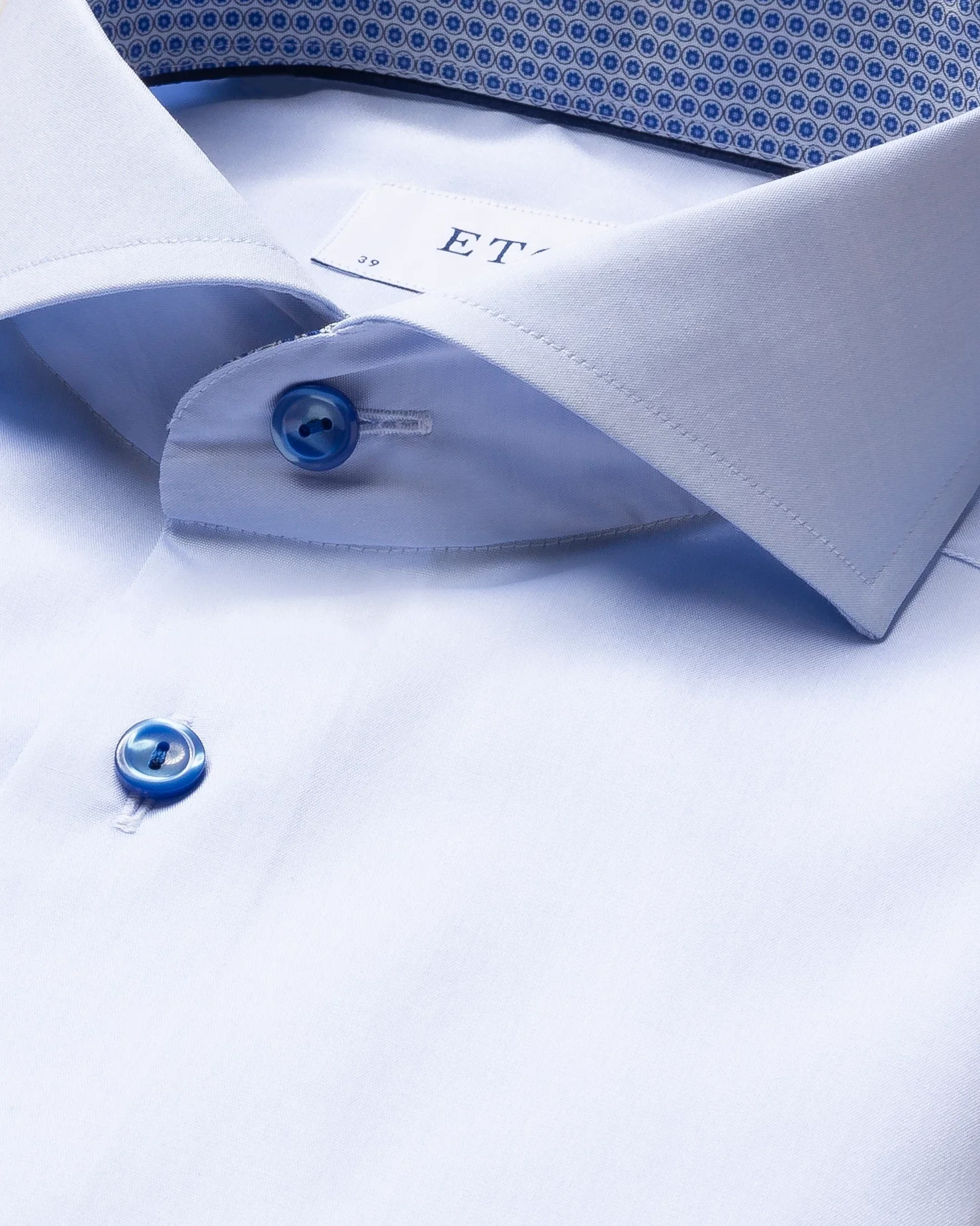 Eton - light blue poplin shirt glass print details