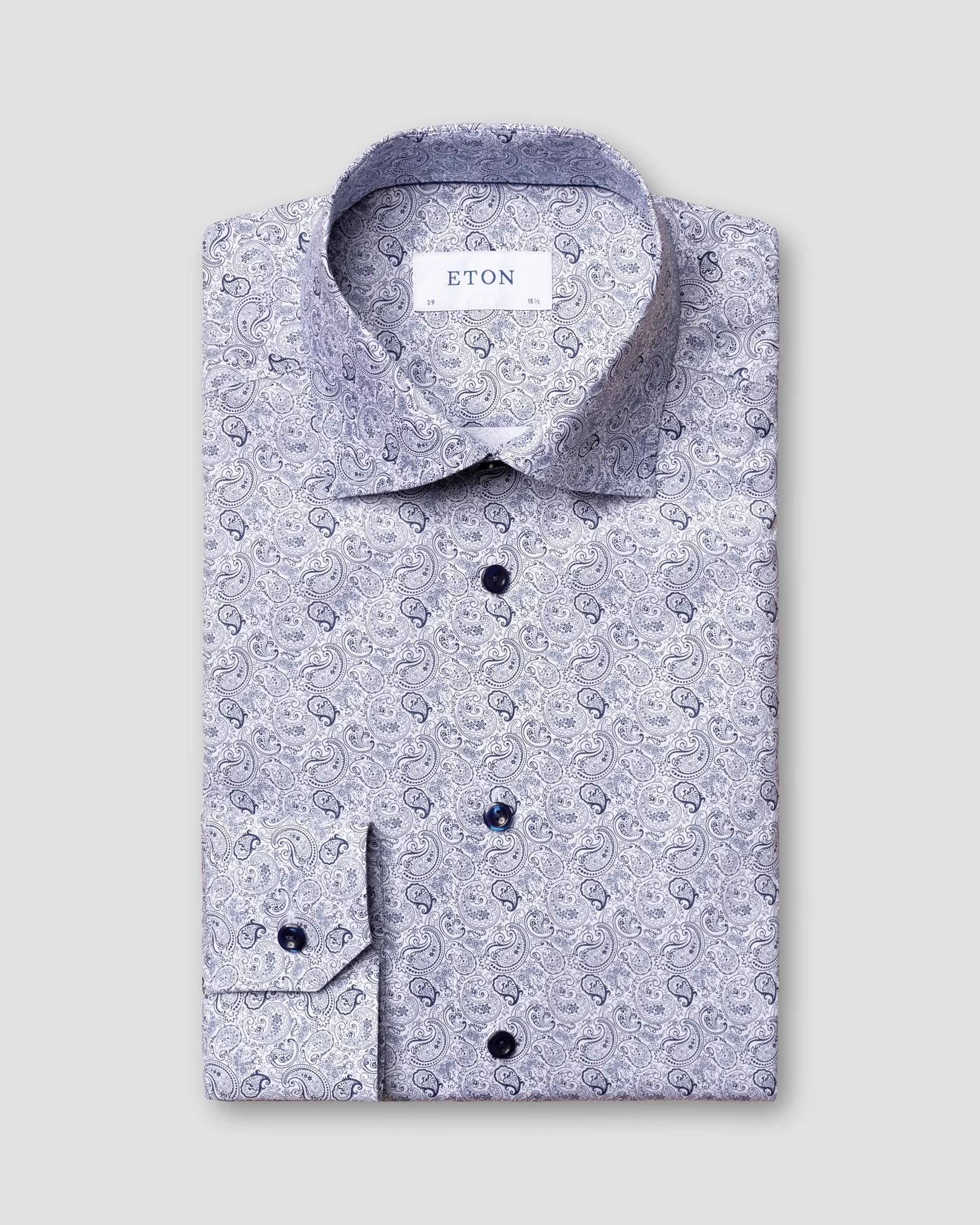 Eton - navy paisley printed shirt