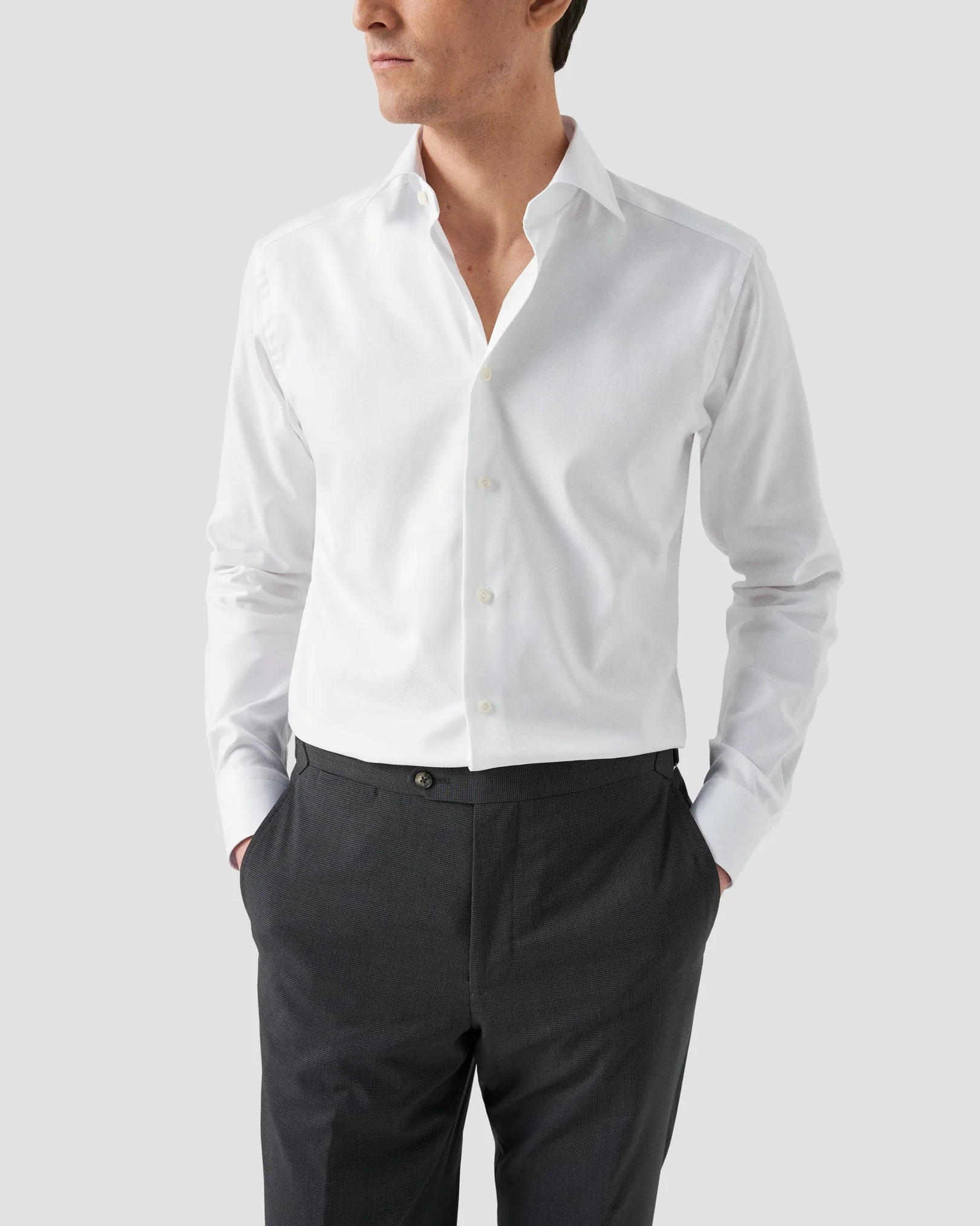 Eton - white textured twill shirt