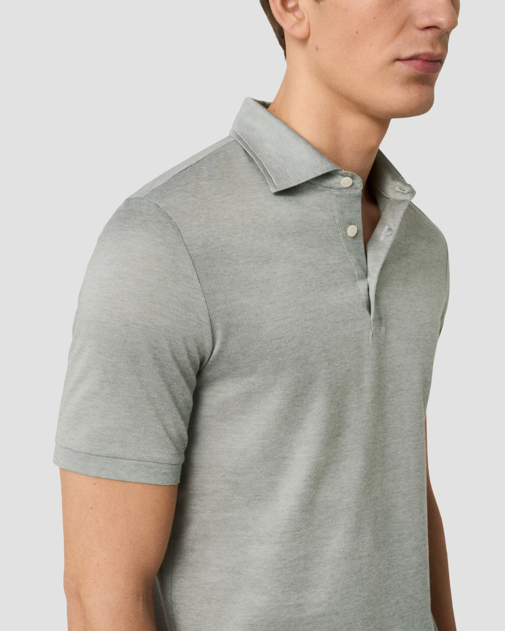 Eton - mid green jacquard filo di scozia polo shirt