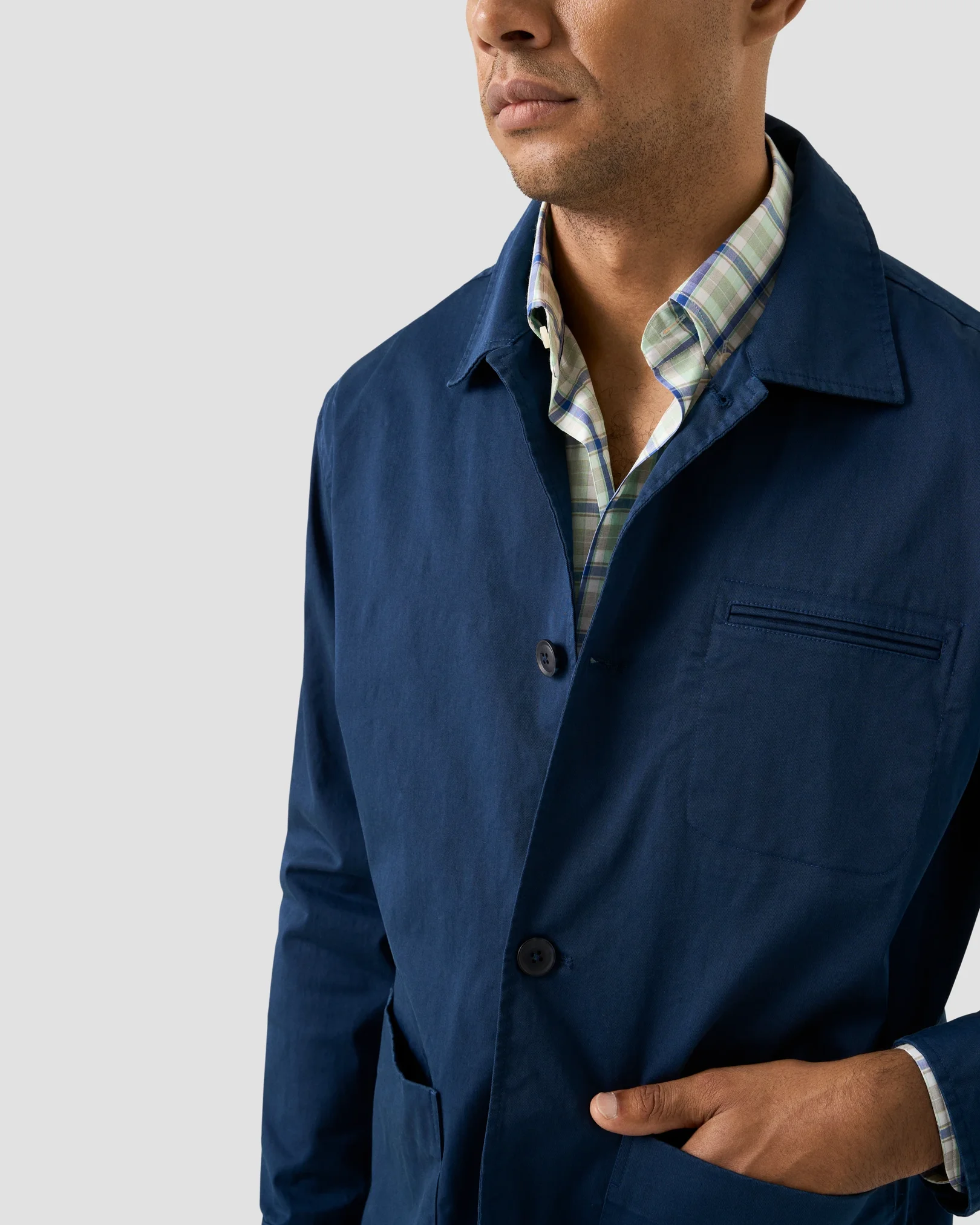 Eton - plaid lightweight poplin shirt