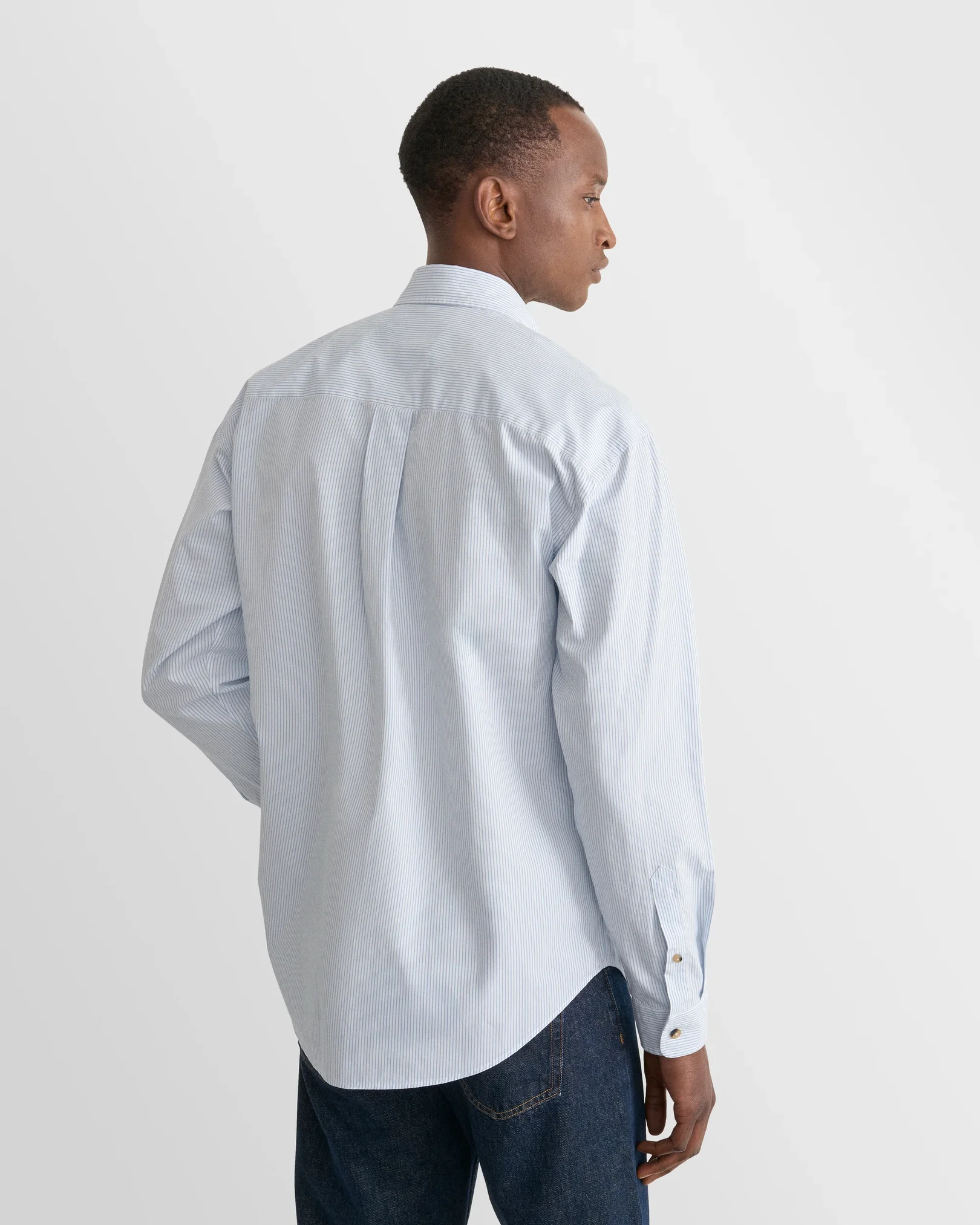 Eton - light blue striped peached poplin shirt
