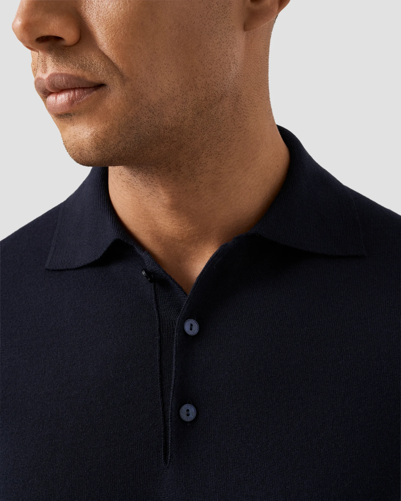 Eton - fine knit merino polo shirt navy blue fine knit merino polo shirt