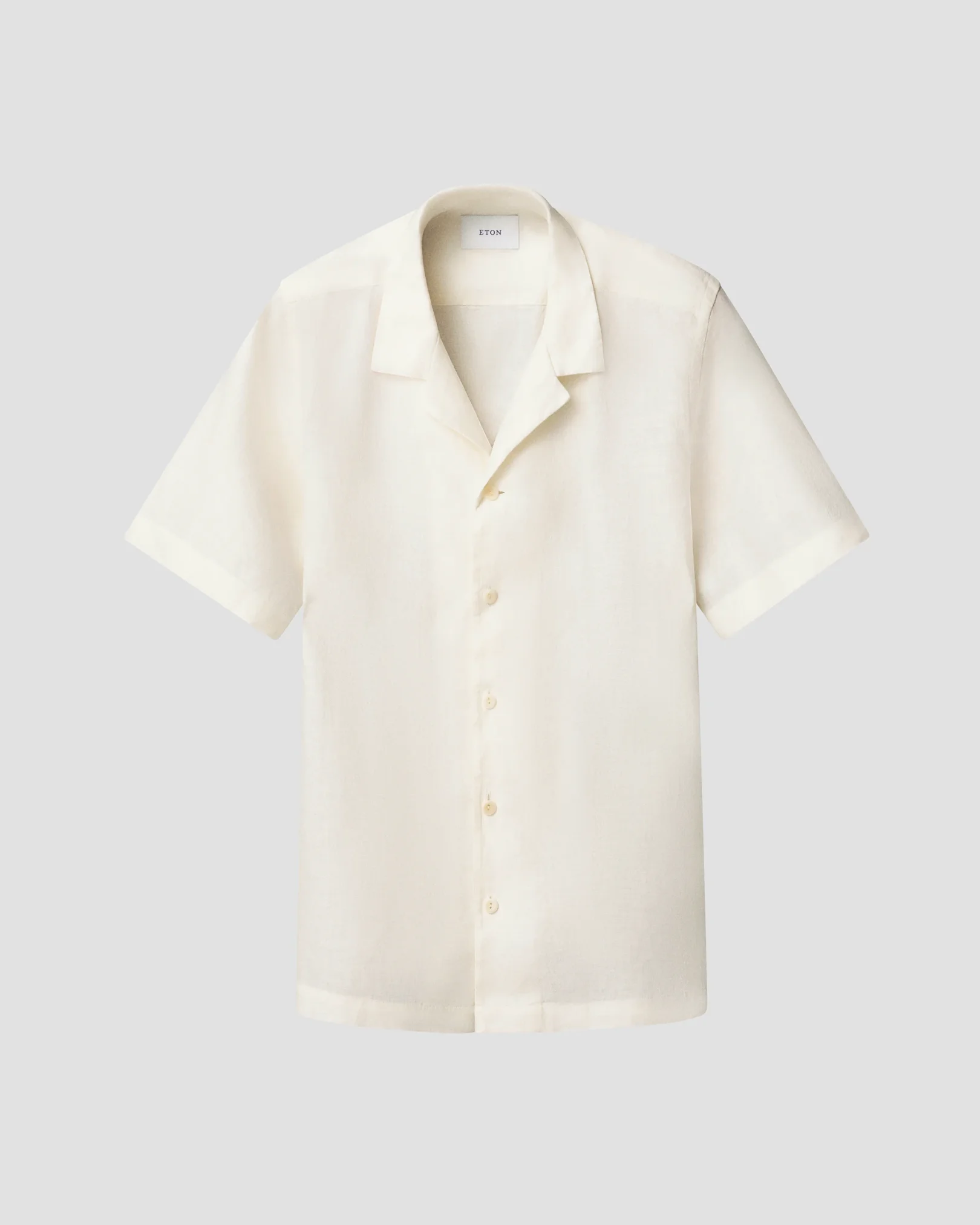 Eton - white solid linen twill resort shirt