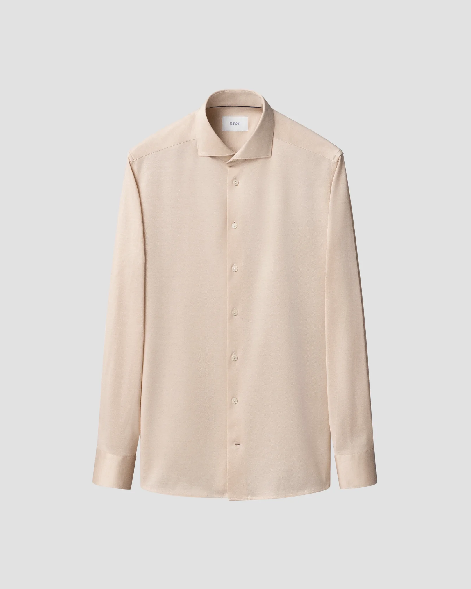 Eton - beige filo di scozia knit shirt wide spread