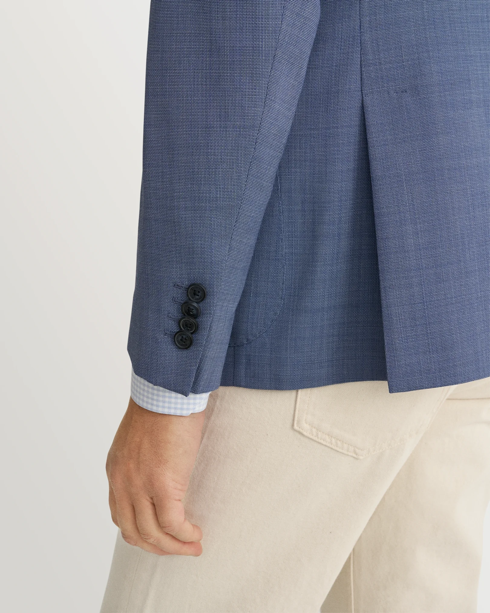 Eton - mid blue lana tech hopsack soft jacket