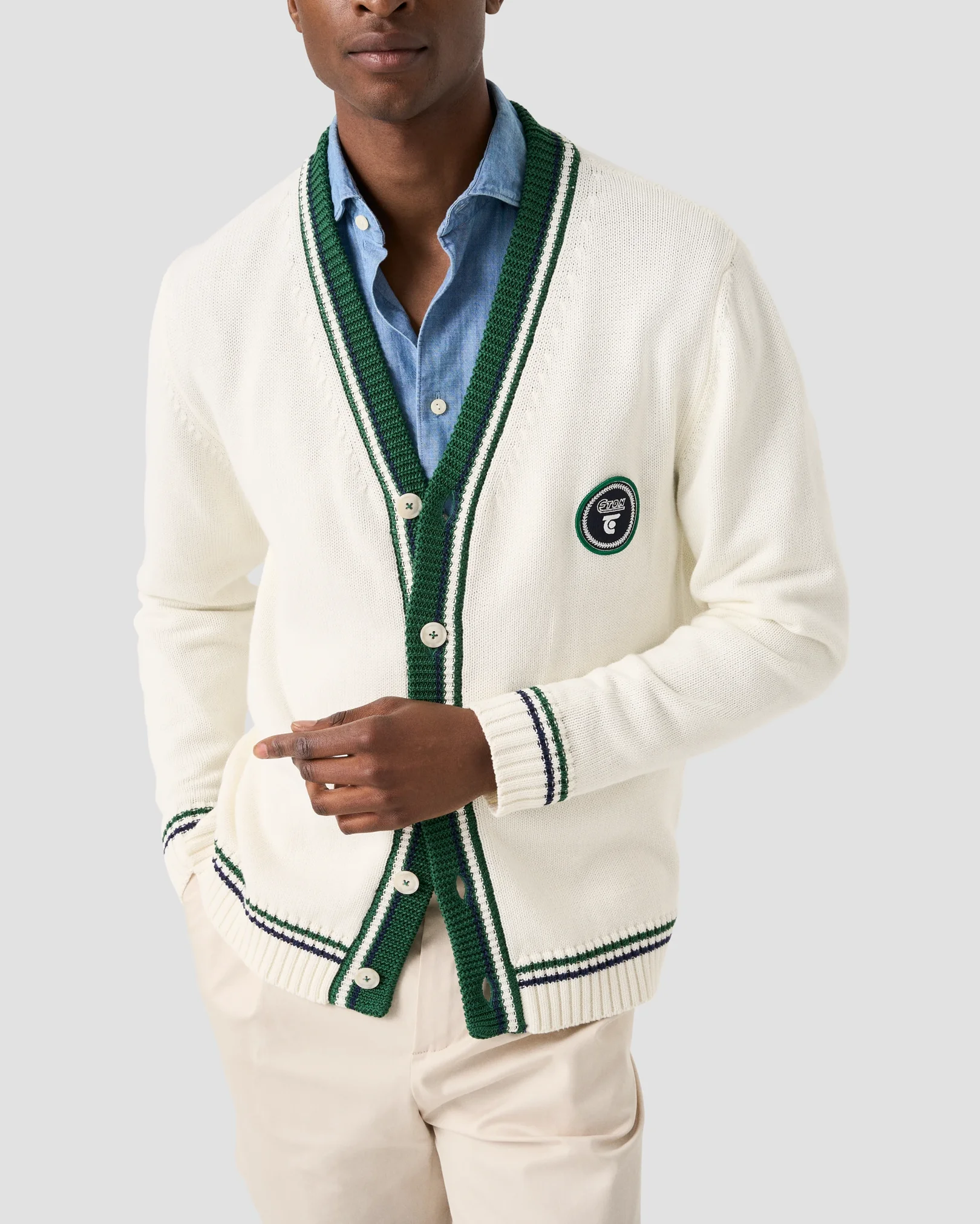 Eton - eton x tretorn cotton v neck cardigan