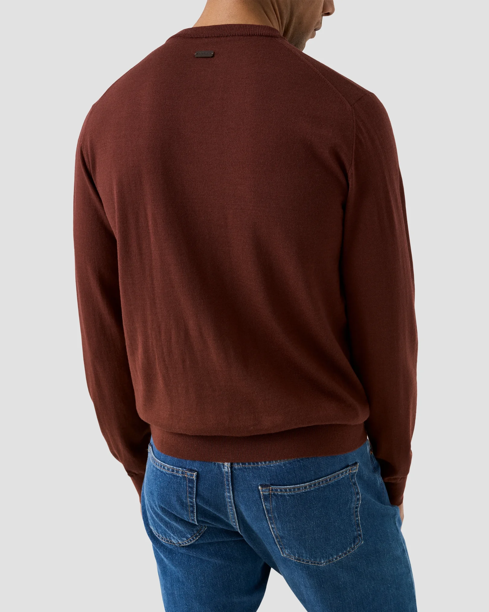 Eton - merino knit crew neck red merino knit crew neck