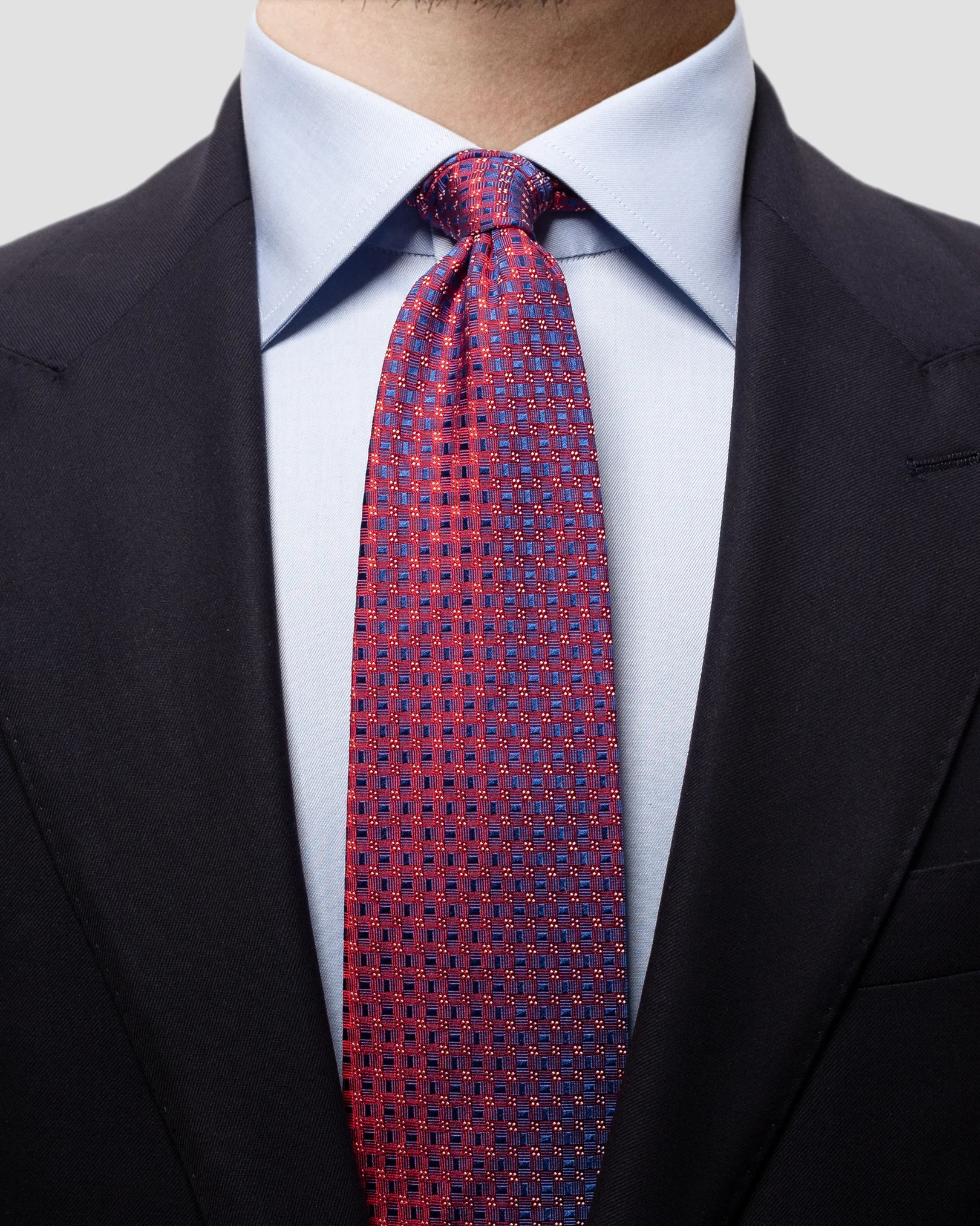 Eton - red checked silk tie