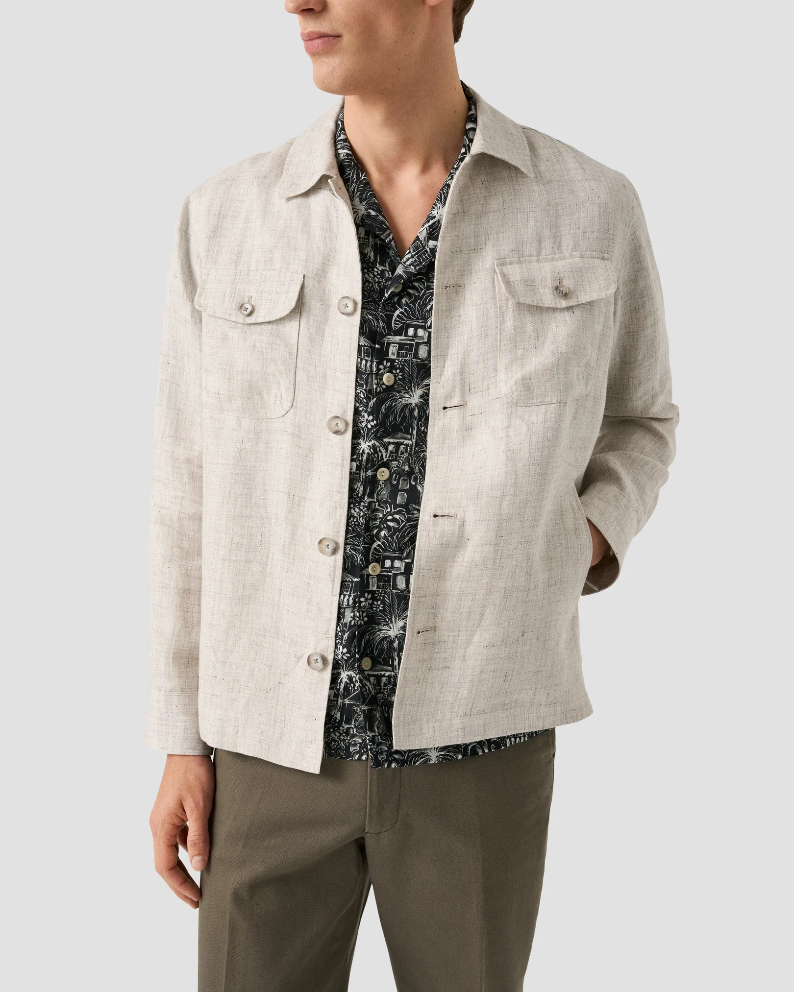 Eton - black gaudi garden print resort shirt