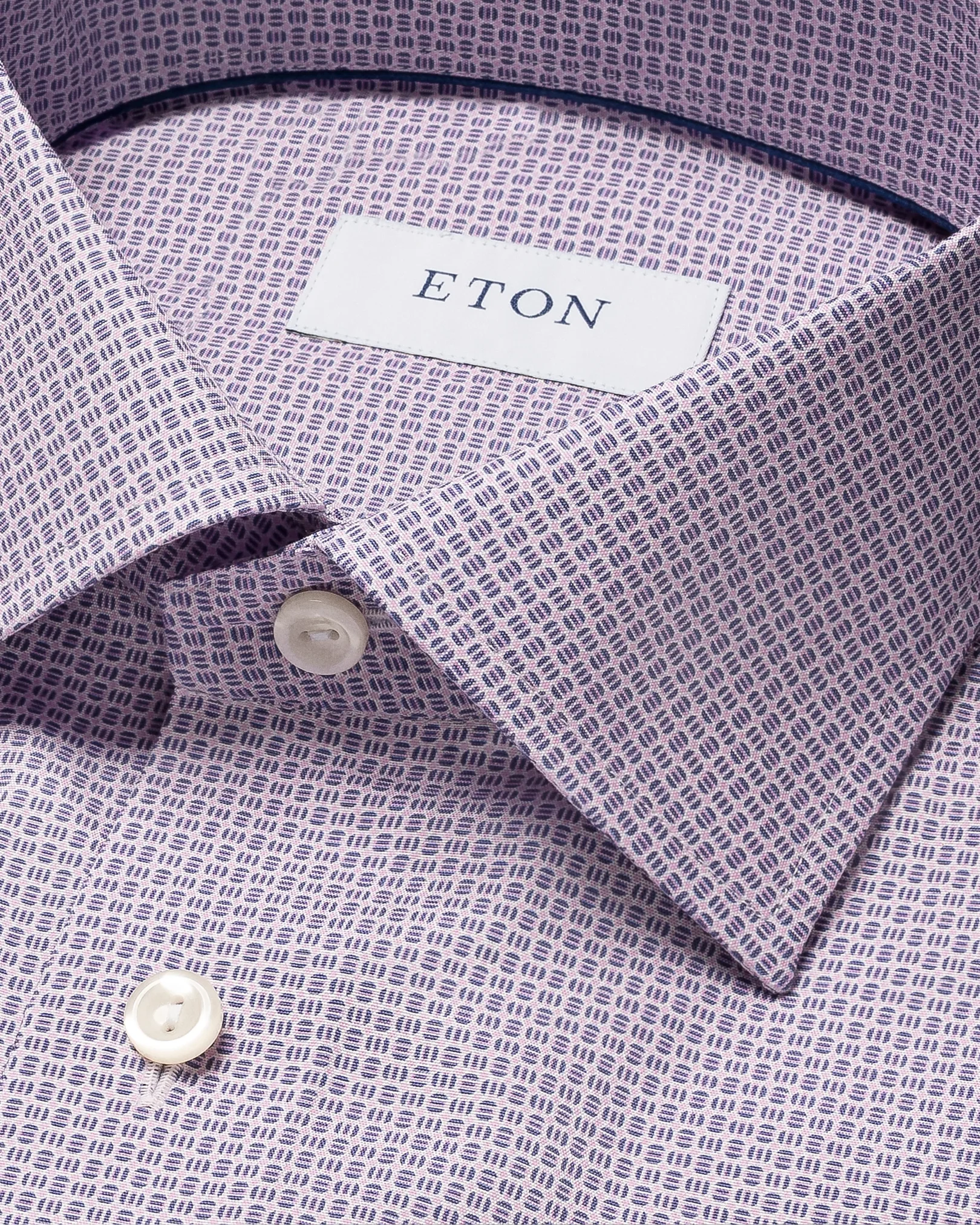 Eton - Pink Micro Print Short Sleeve Shirt