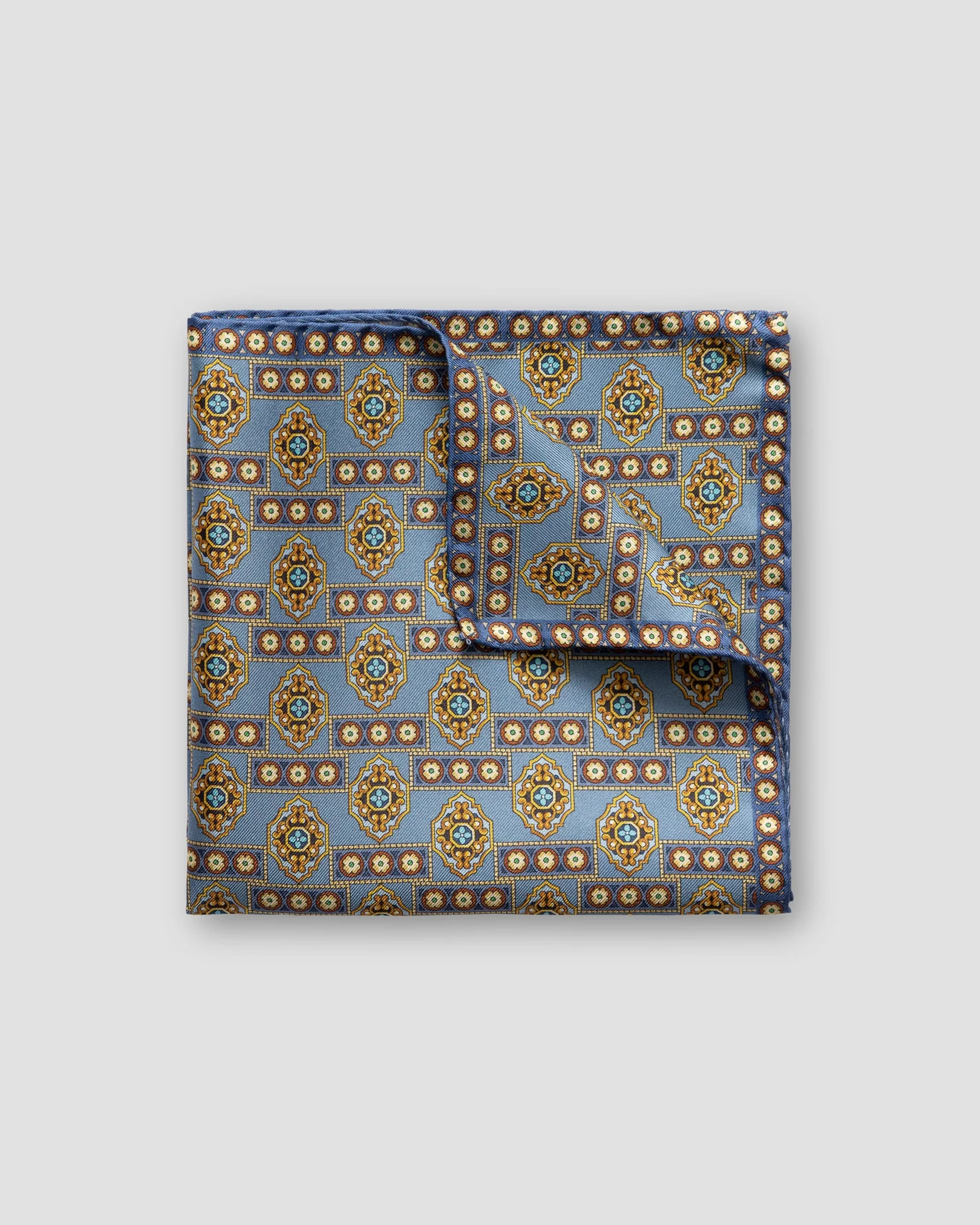 Eton - mid blue medallion pocket square