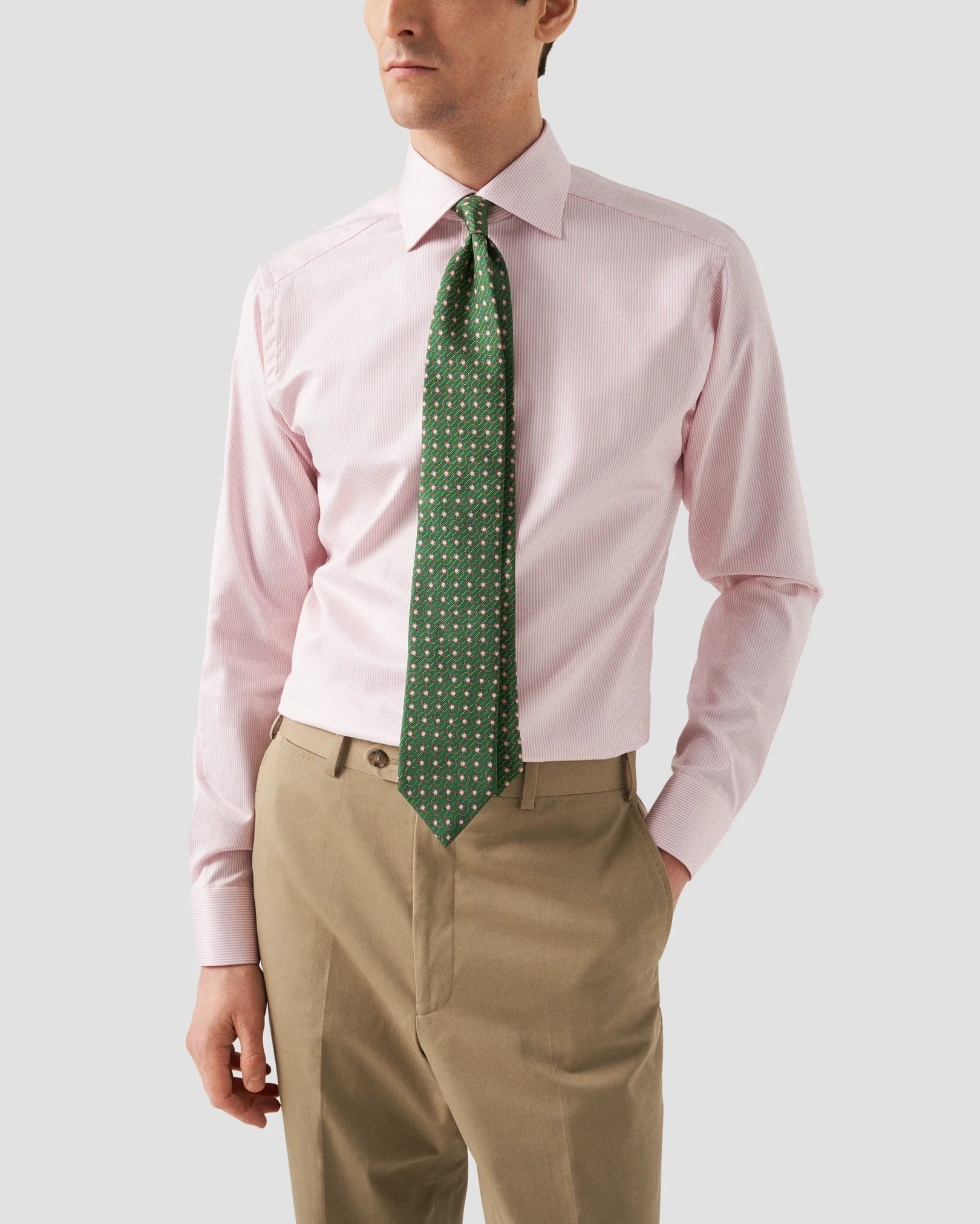 Eton - striped pink twill shirt