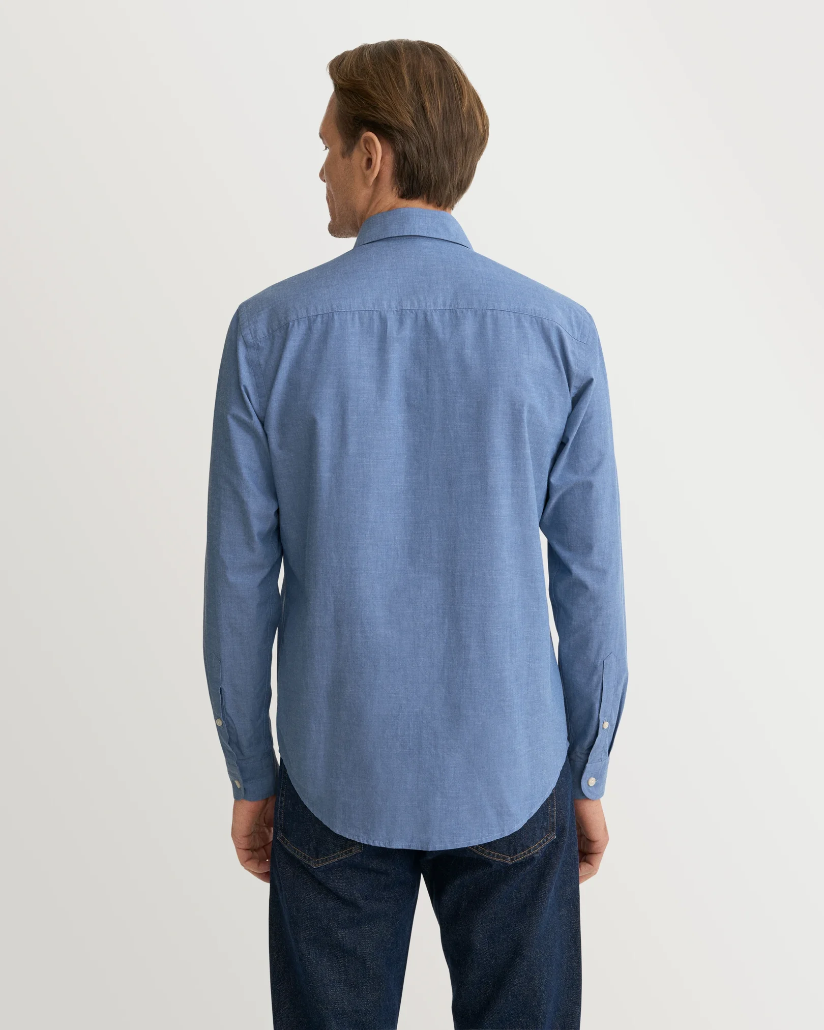 Eton - solid chambray shirt spread rounded single casual fit