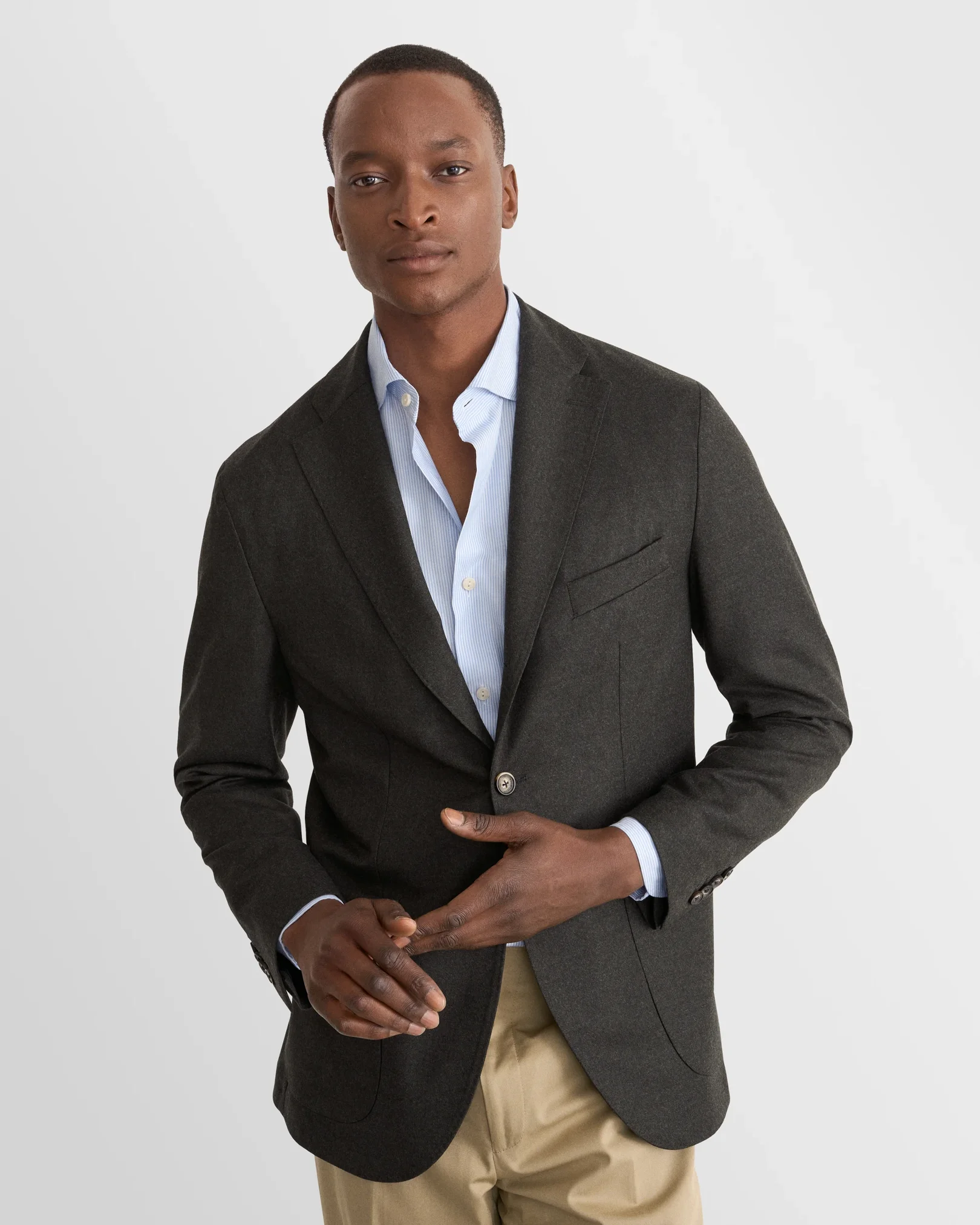 Eton - light blue striped oxford shirt