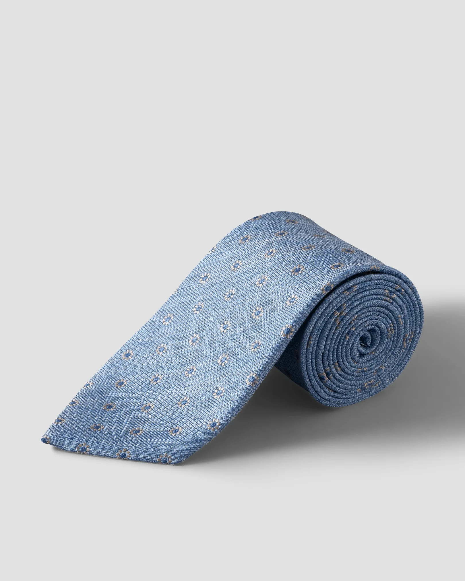 Eton - light blue floral woven linen silk tie