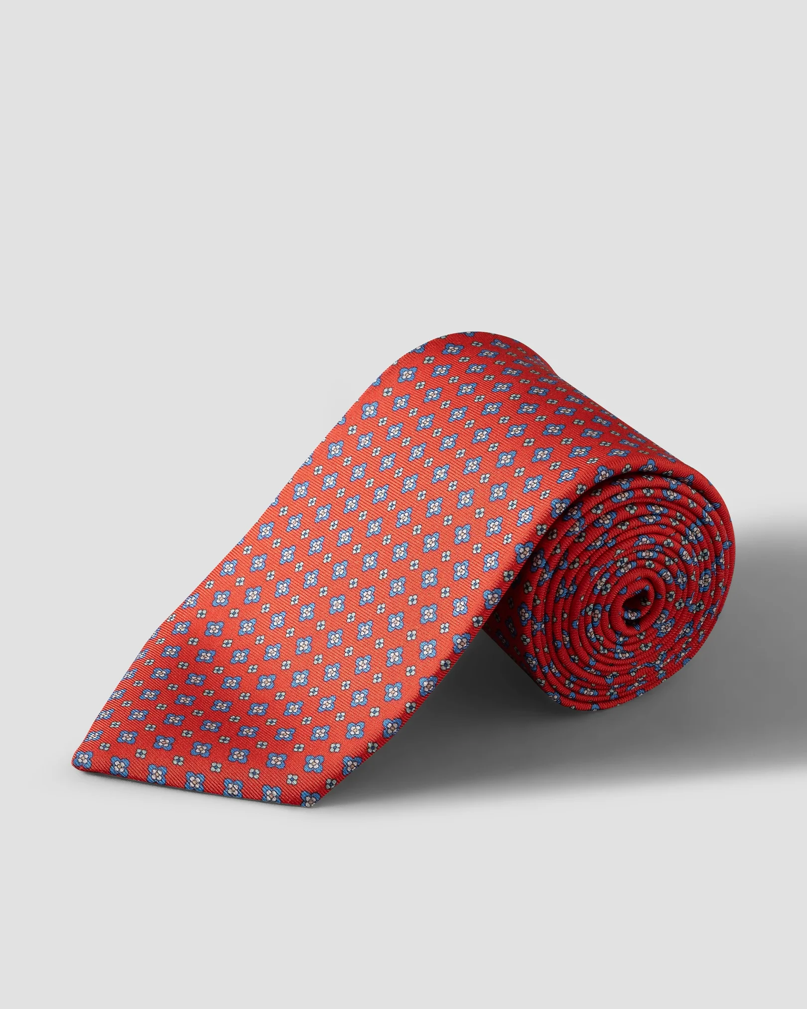 Eton - orange floral print silk tie