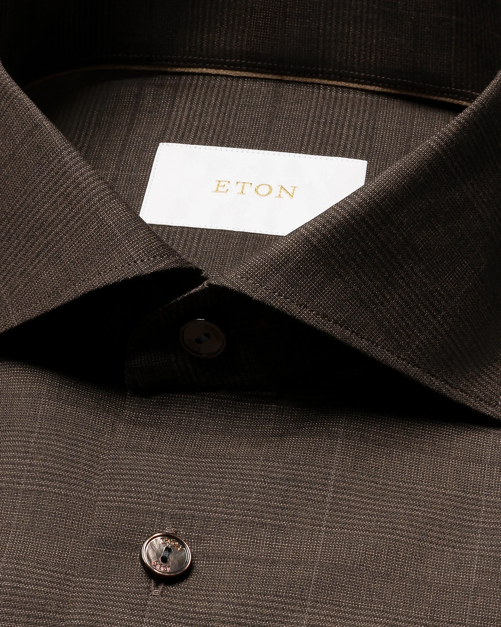 Eton - dark brown check merino shirt