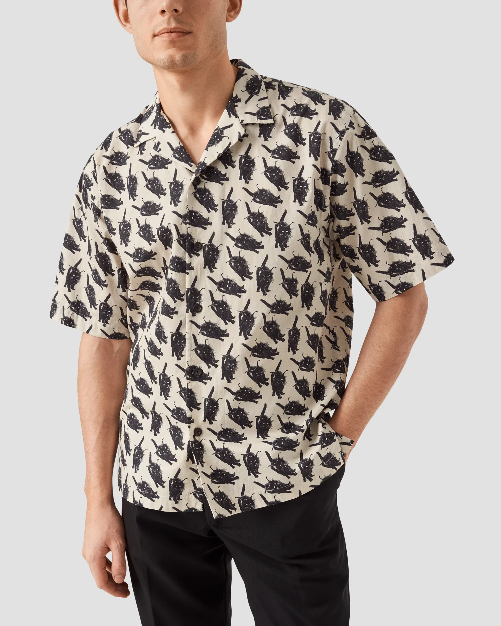 Eton - Resort-Hemd mit Katzen-Print