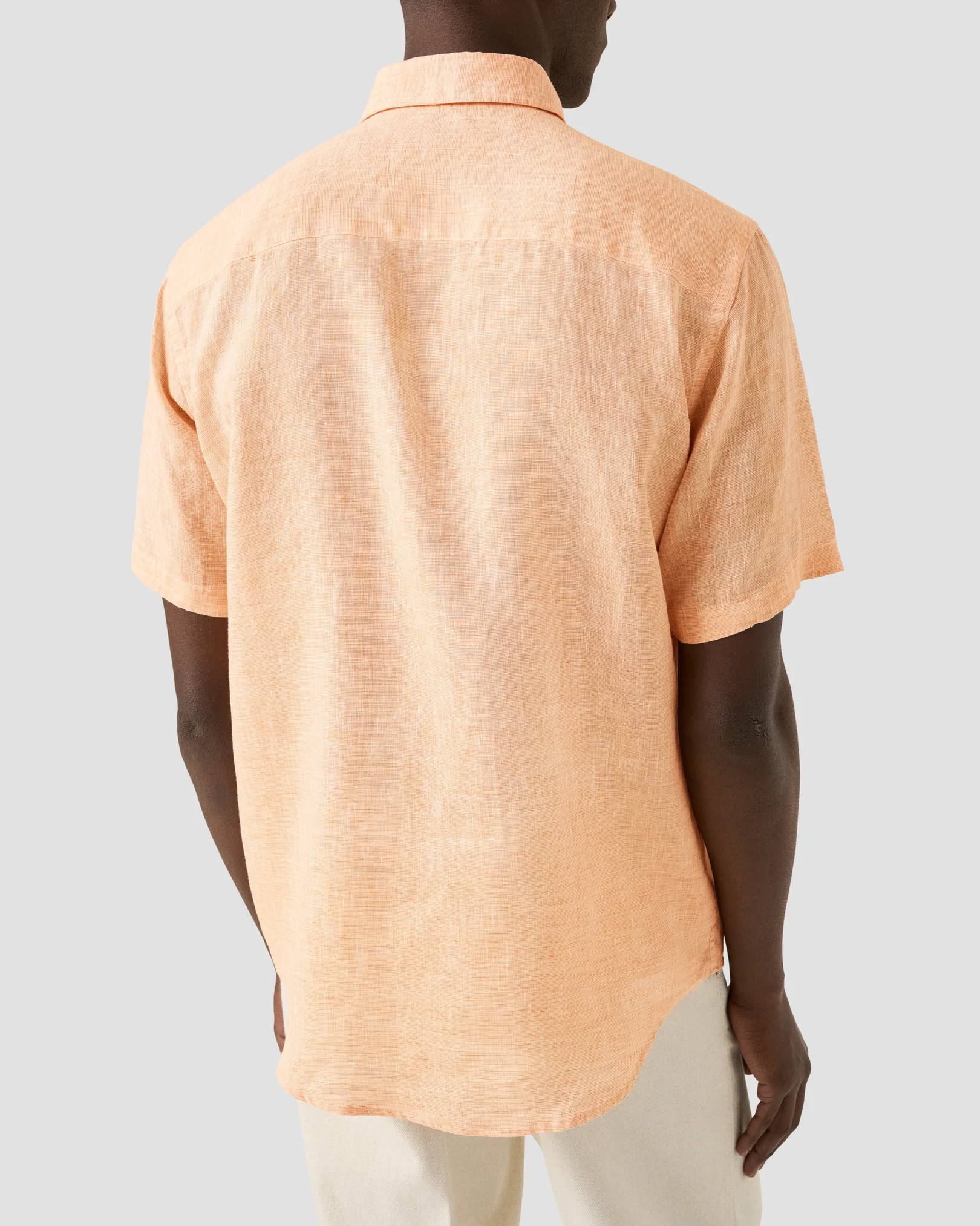 Eton - orange solid linen short sleeve shirt