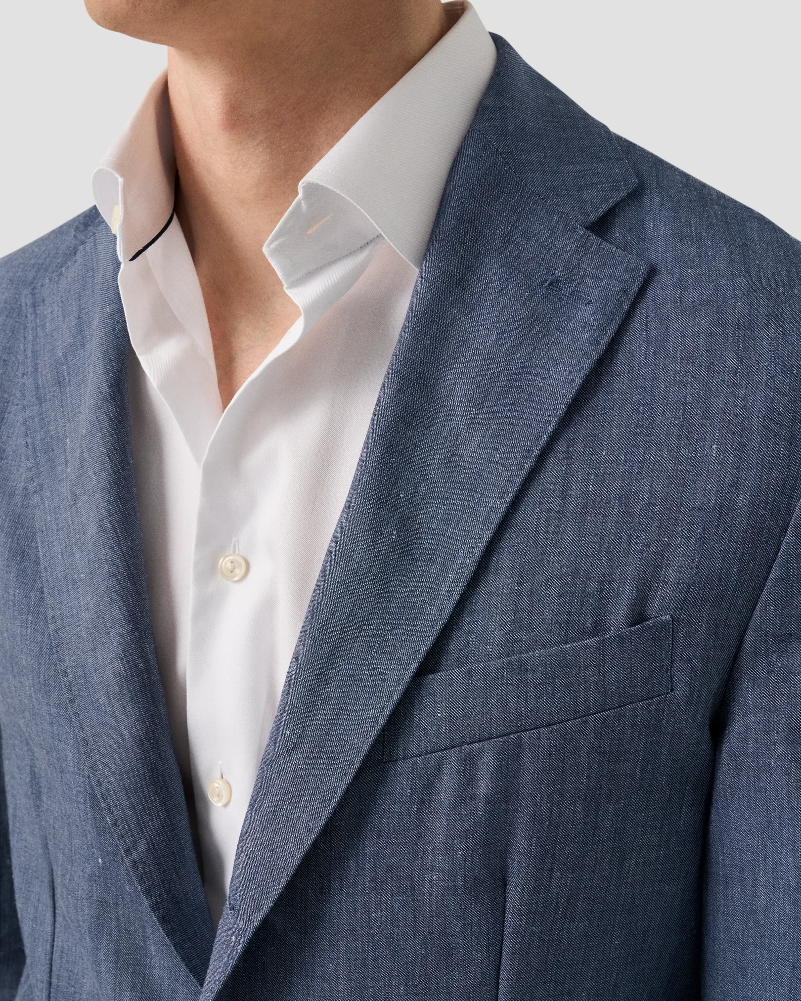 Eton - mid blue linen wool soft jacket