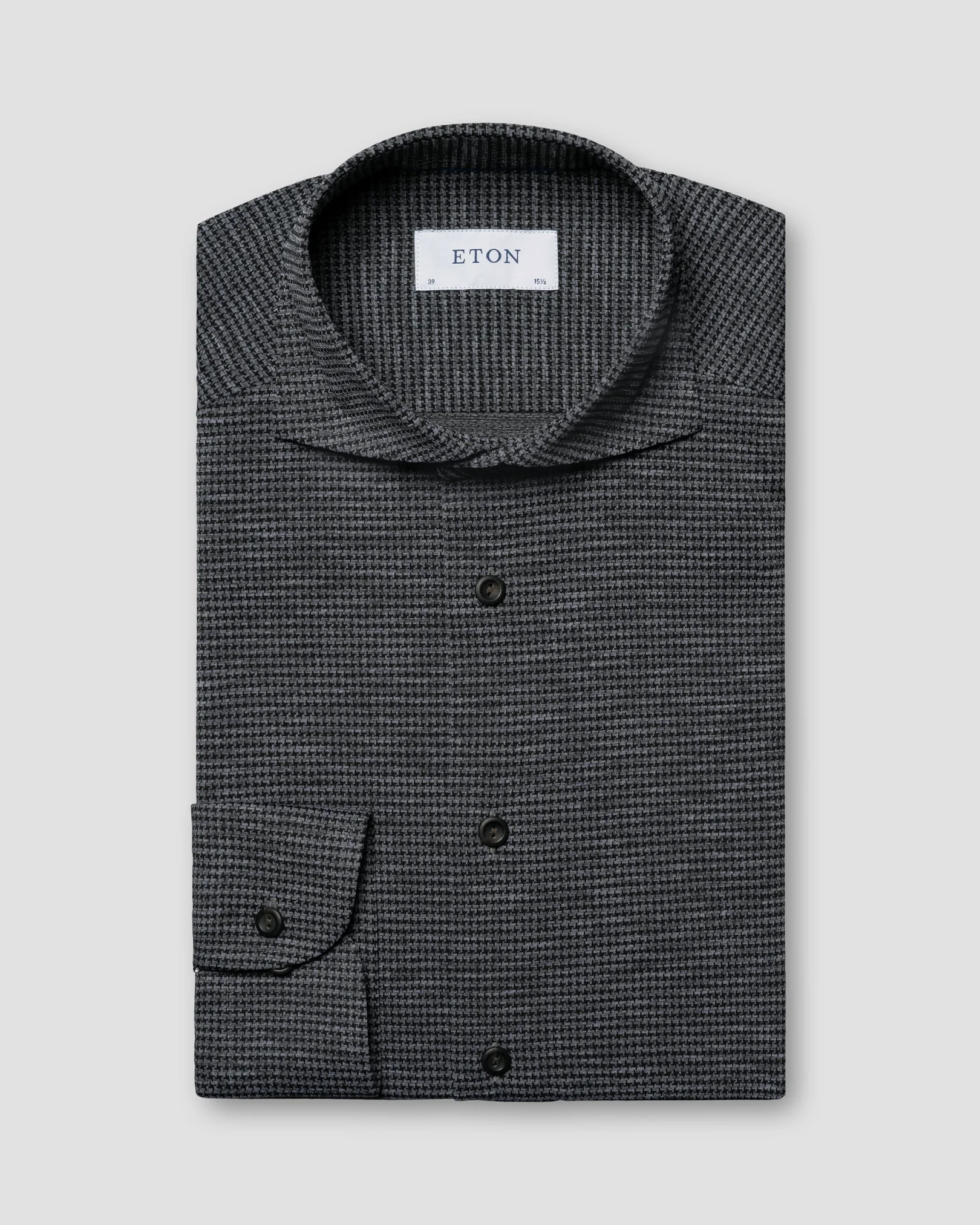 Eton - Black Houndstooth Four-Way Stretch Shirt