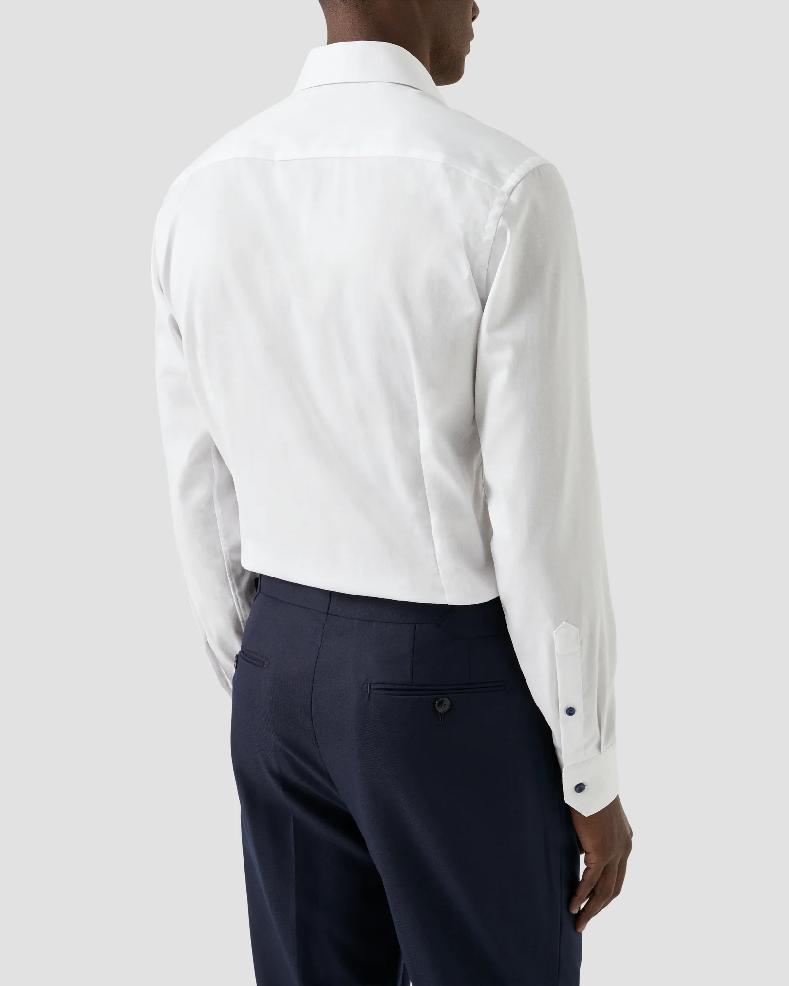 Eton - white twill shirt with navy details