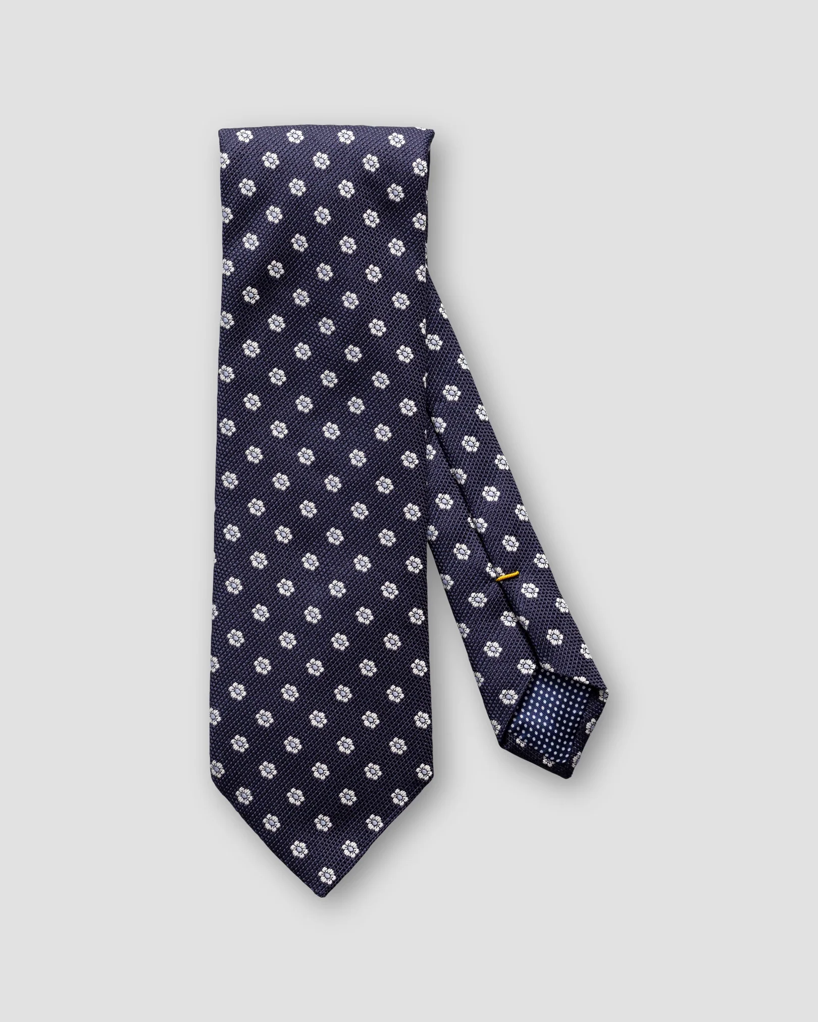 Eton - navy flower cotton silk tie