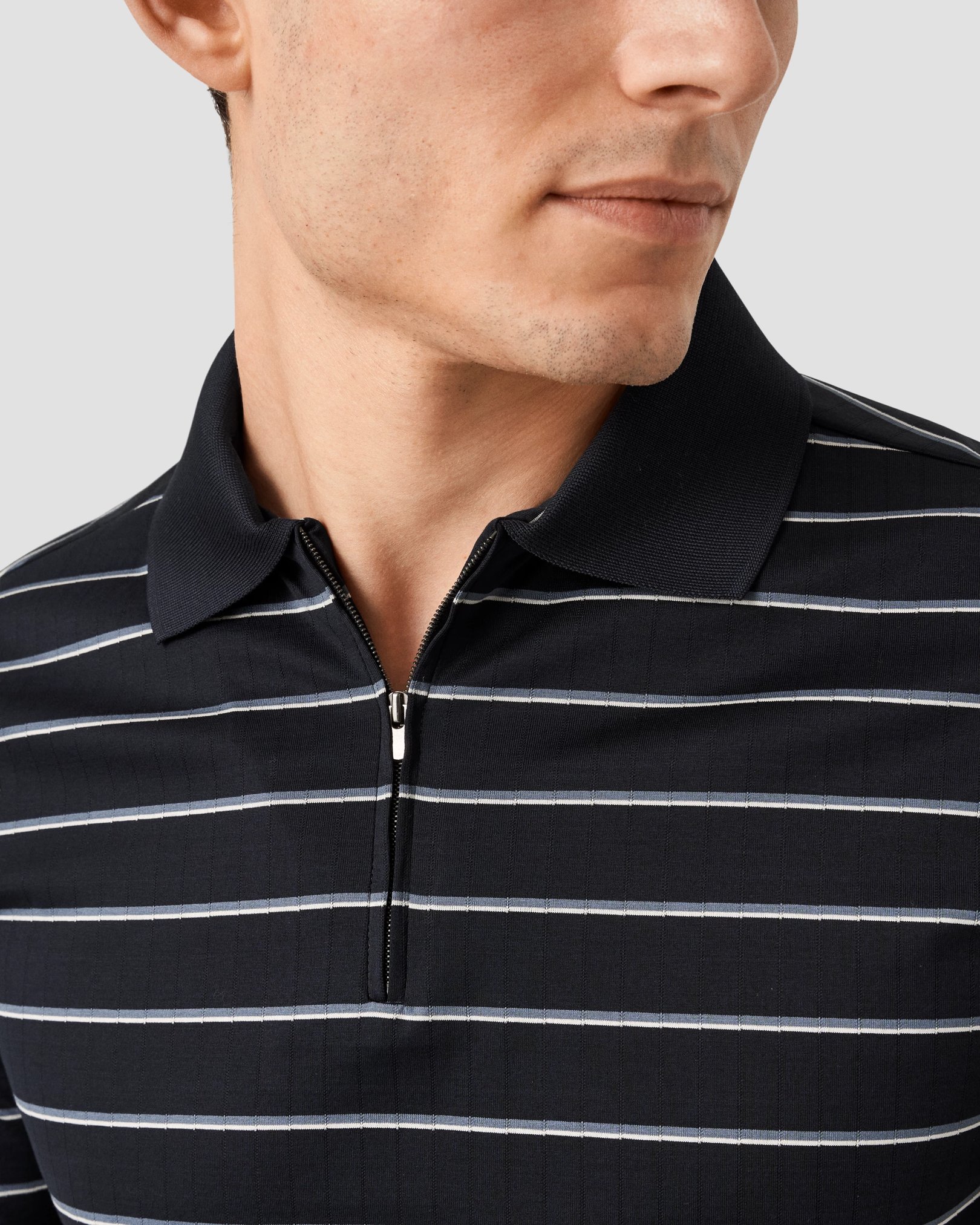 Eton - dark blue knitted collar short sleeve regular fit
