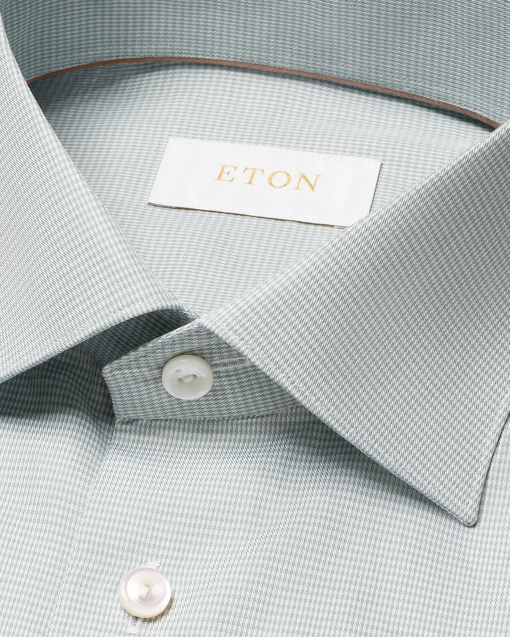 Eton - checked mid green elevated supima shirt