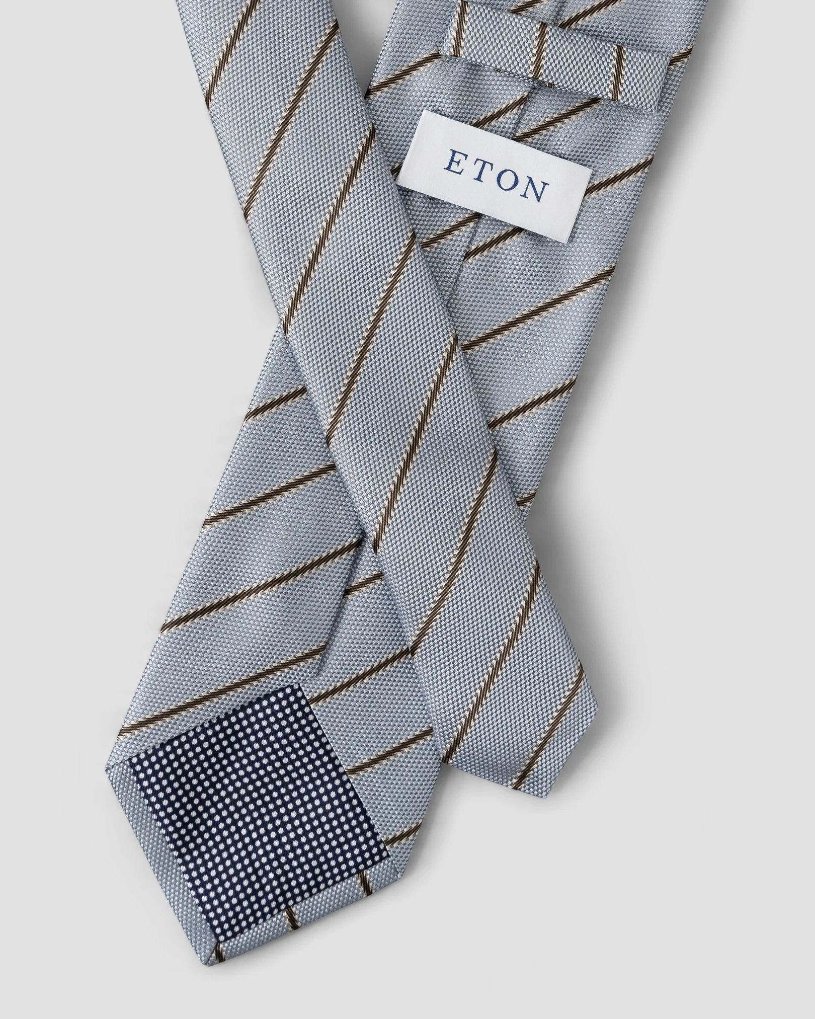 Cravate en soie à rayures bleu clair