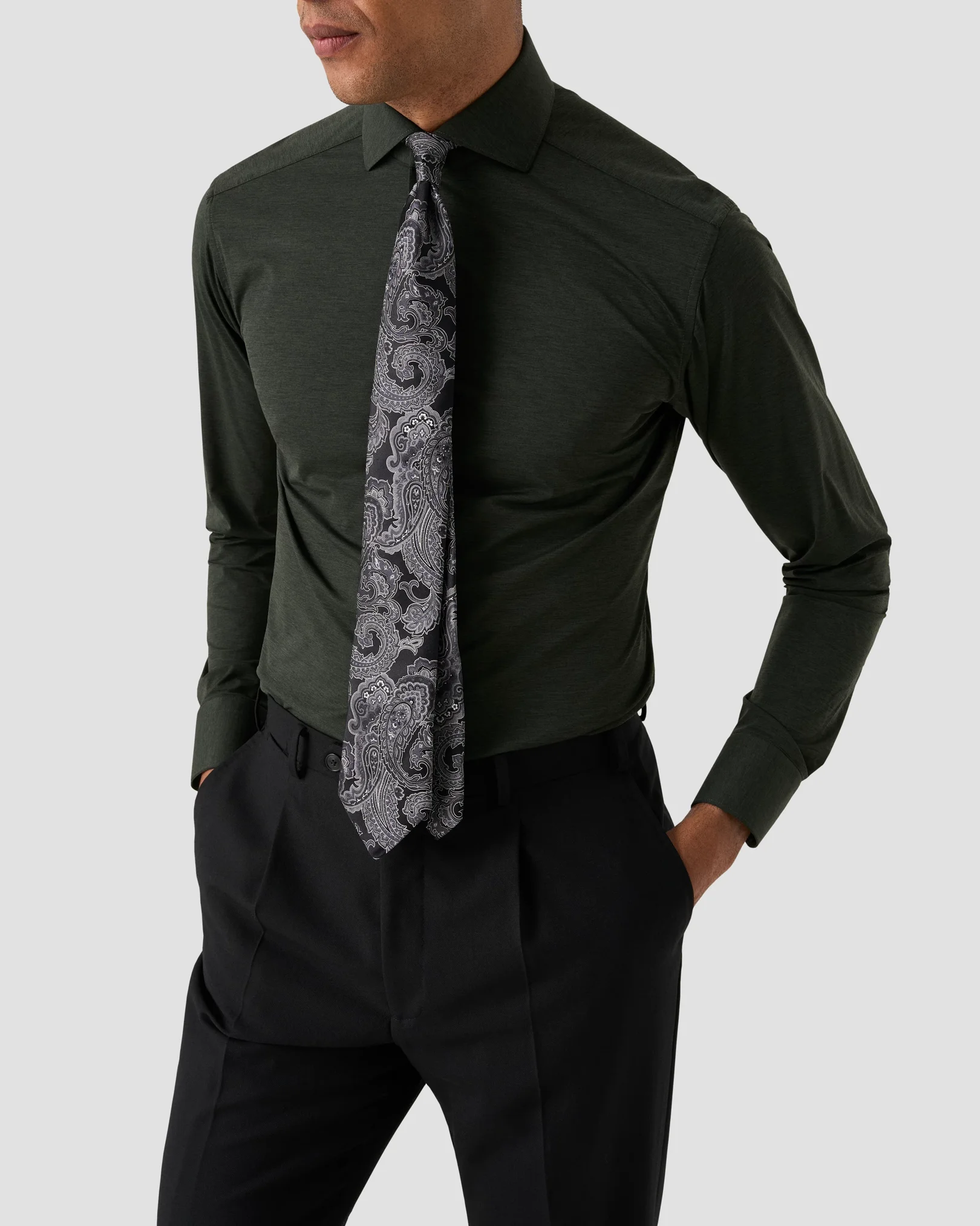 Eton - green four way stretch shirt