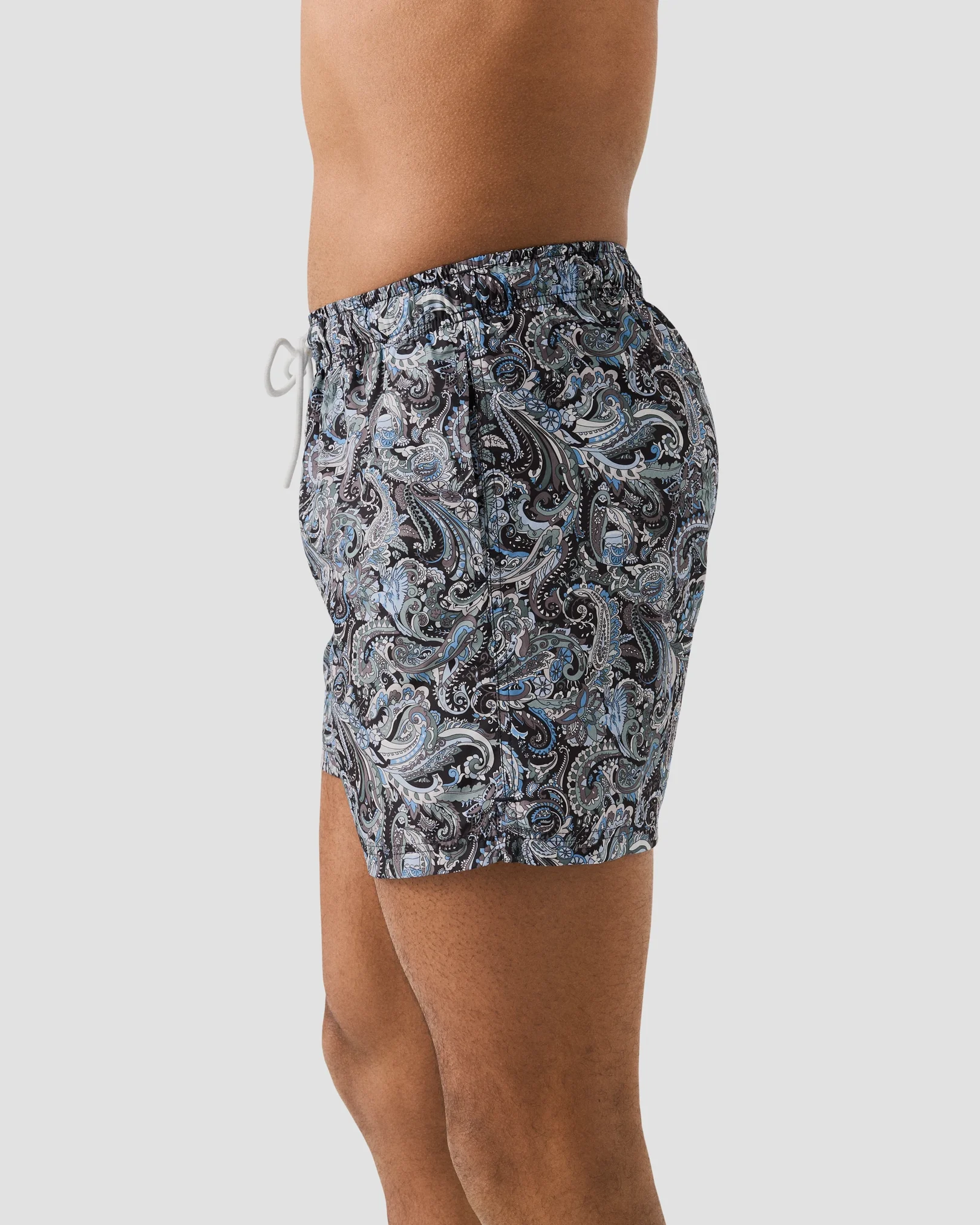 Eton - dark blue paisley swim shorts