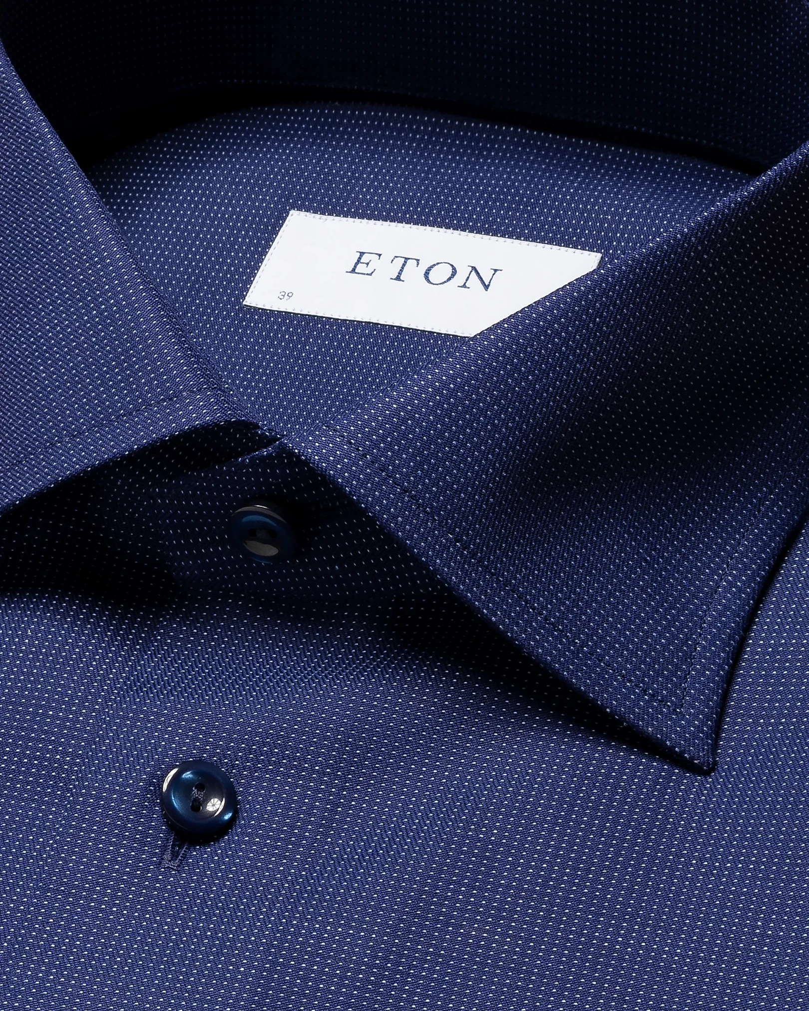 Eton - navy blue twill shirt tone in tone buttons