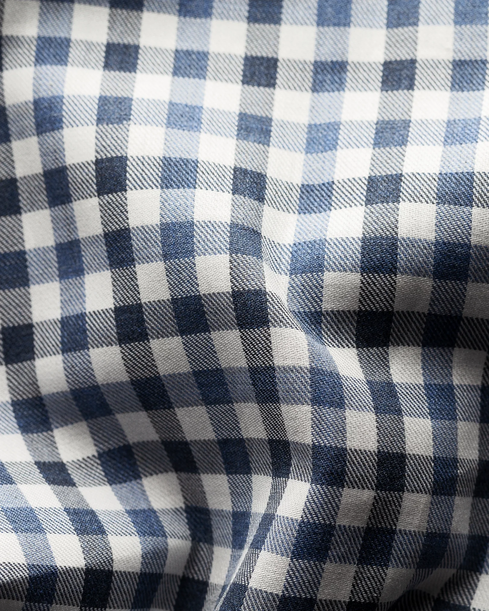 Eton - blue on white checked flanell shirt button under