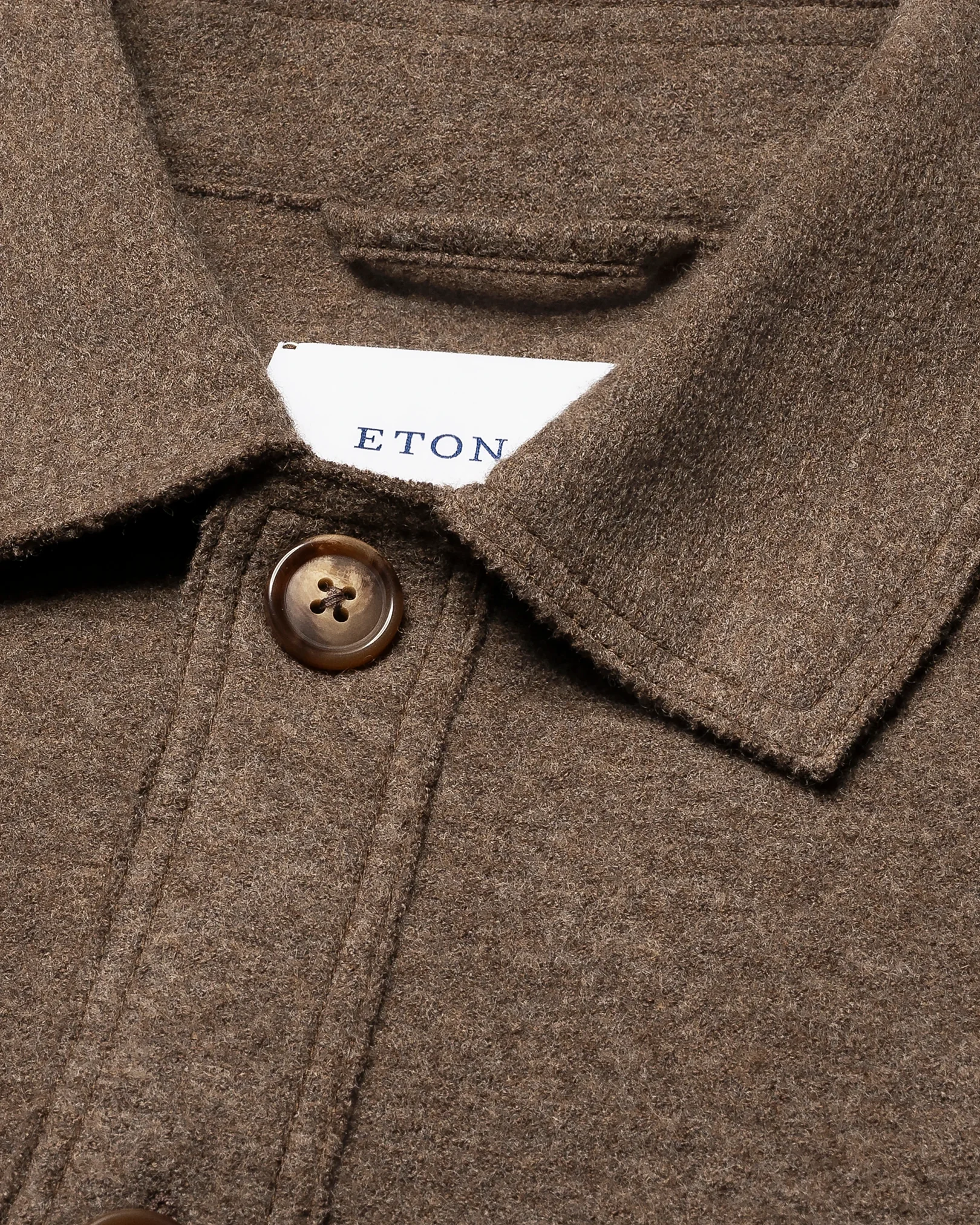 Eton - brown boiled wool cotton shirt jacket