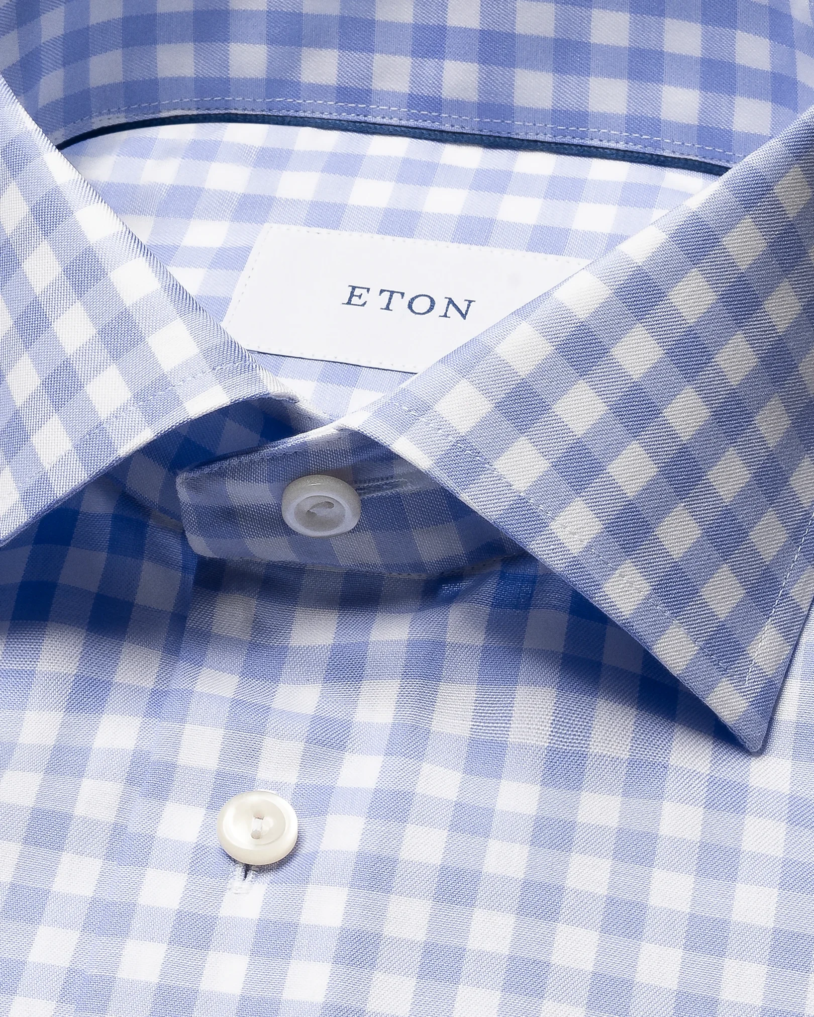Eton - gingham check shirt cut away single